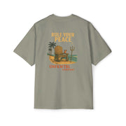 Men's heavy oversized tee with "Rule Your Peace" graphic and relaxed fit design