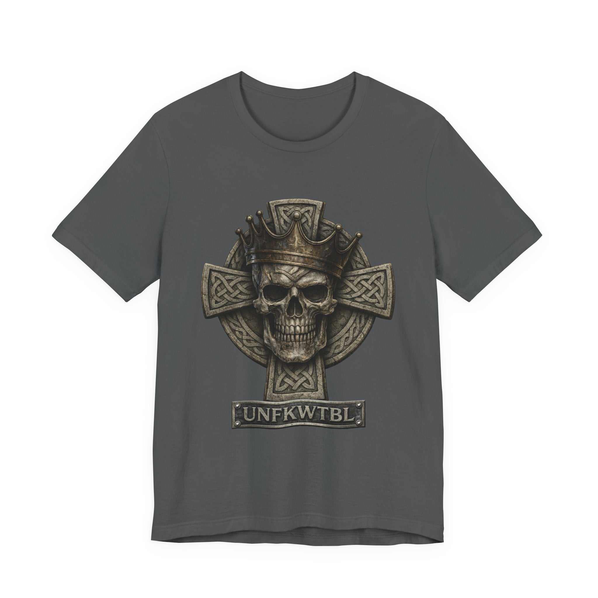 Skull & Celtic Cross Tee — 'UNFKWTBL' Gothic Biker Shirt