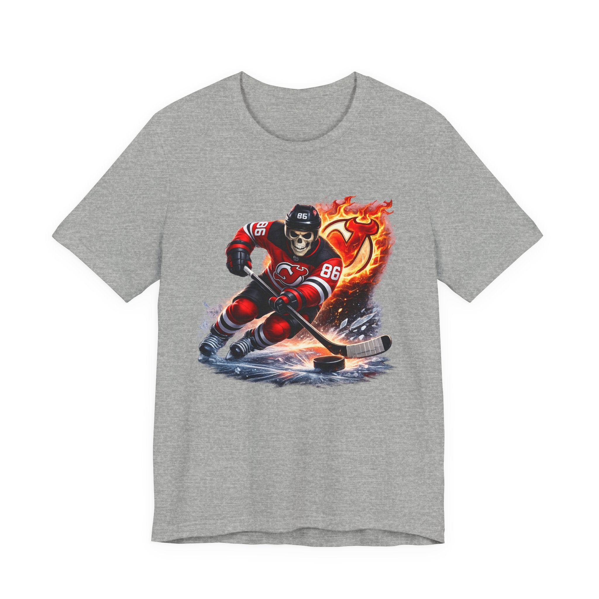Flaming Hockey Player Graphic Tee