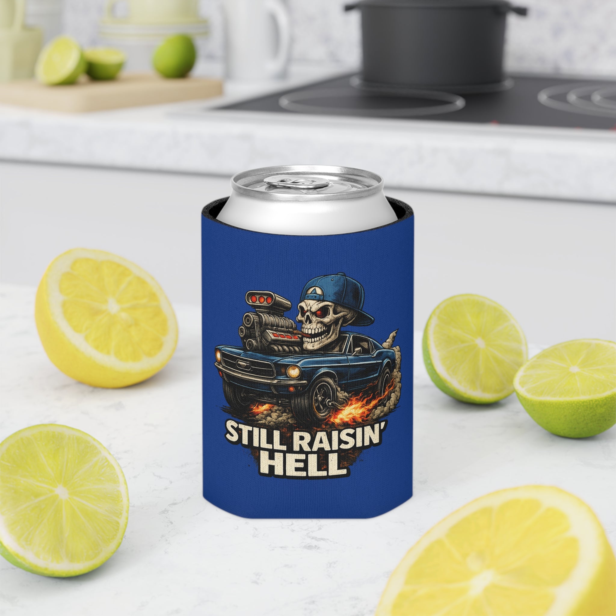 Can Cooler — "Stay Cold. Remain Unfkwtbl." Skull Muscle Car Design