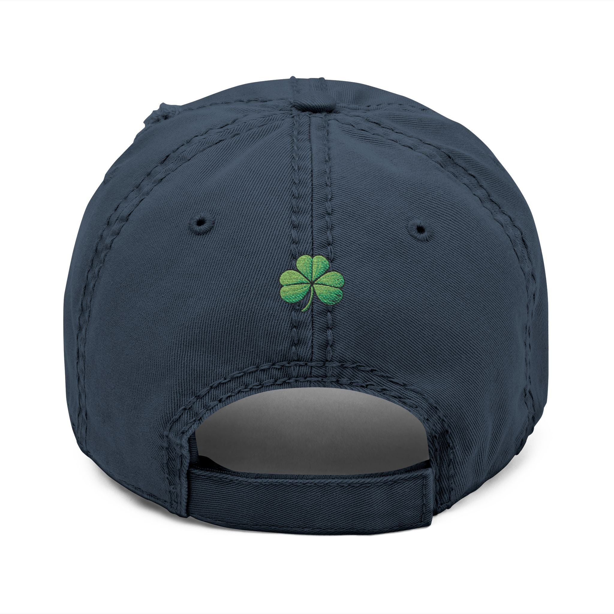 Distressed Embroidered Dad Hat — Green Skull & Shamrock "UNFRWTBL"