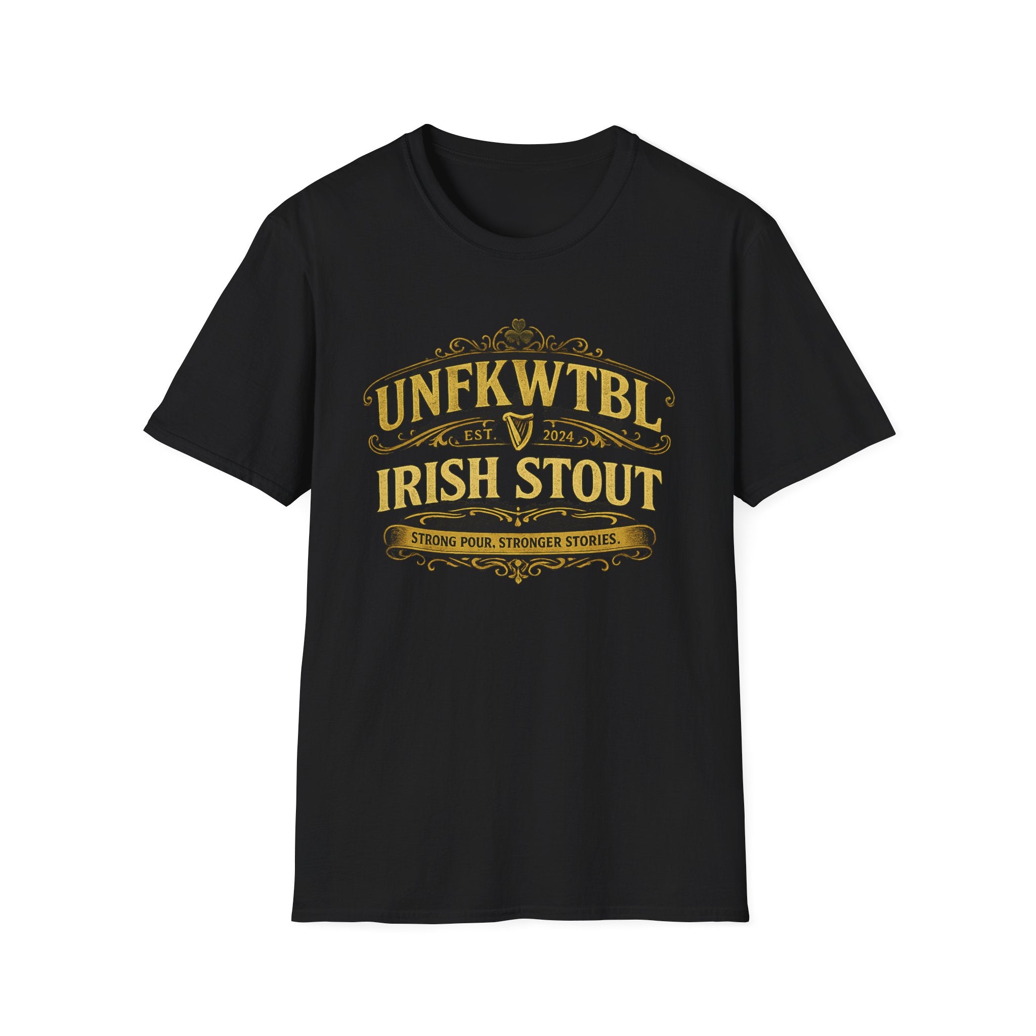 Irish Stout Beer T-Shirt — 'UNFKWTBI' Vintage Pub Logo