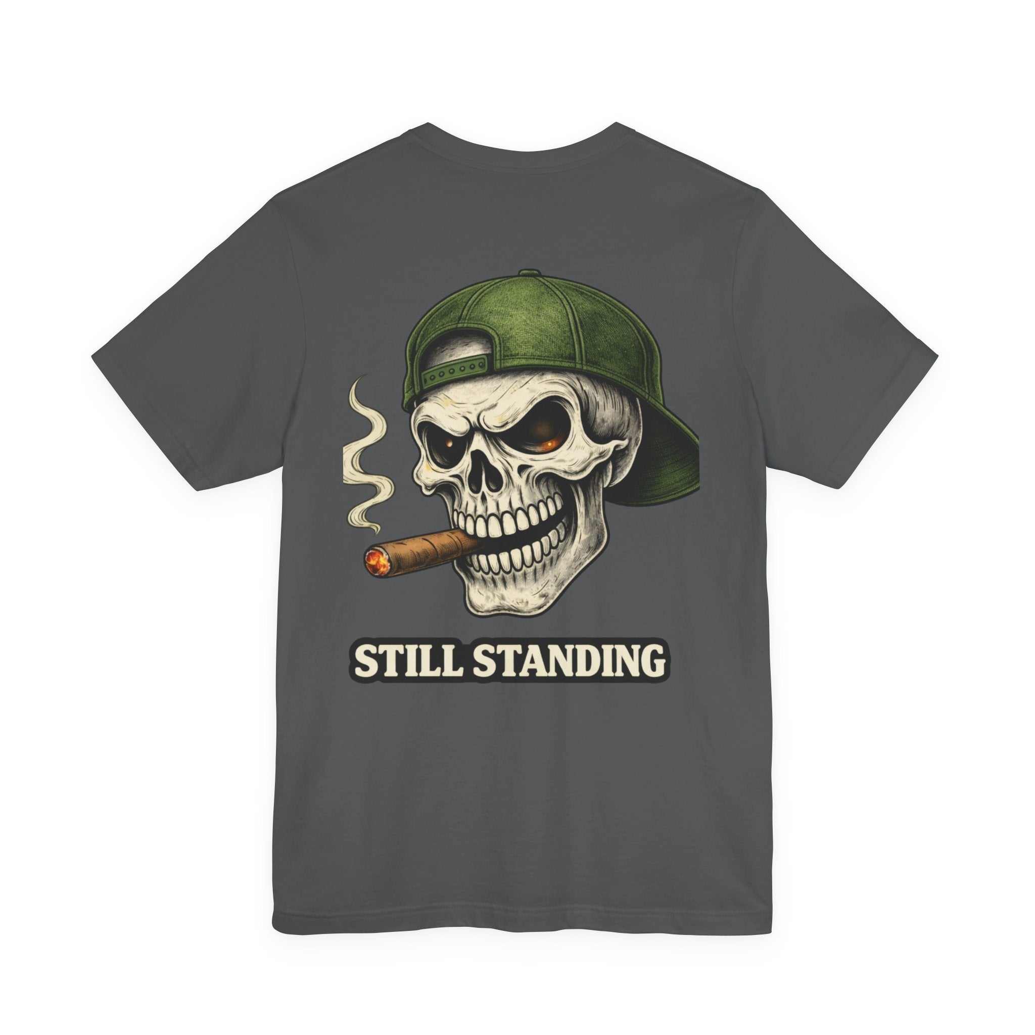 Still Standing Skull Tee — Vintage Military Skull Smoking Cigar T-Shirt