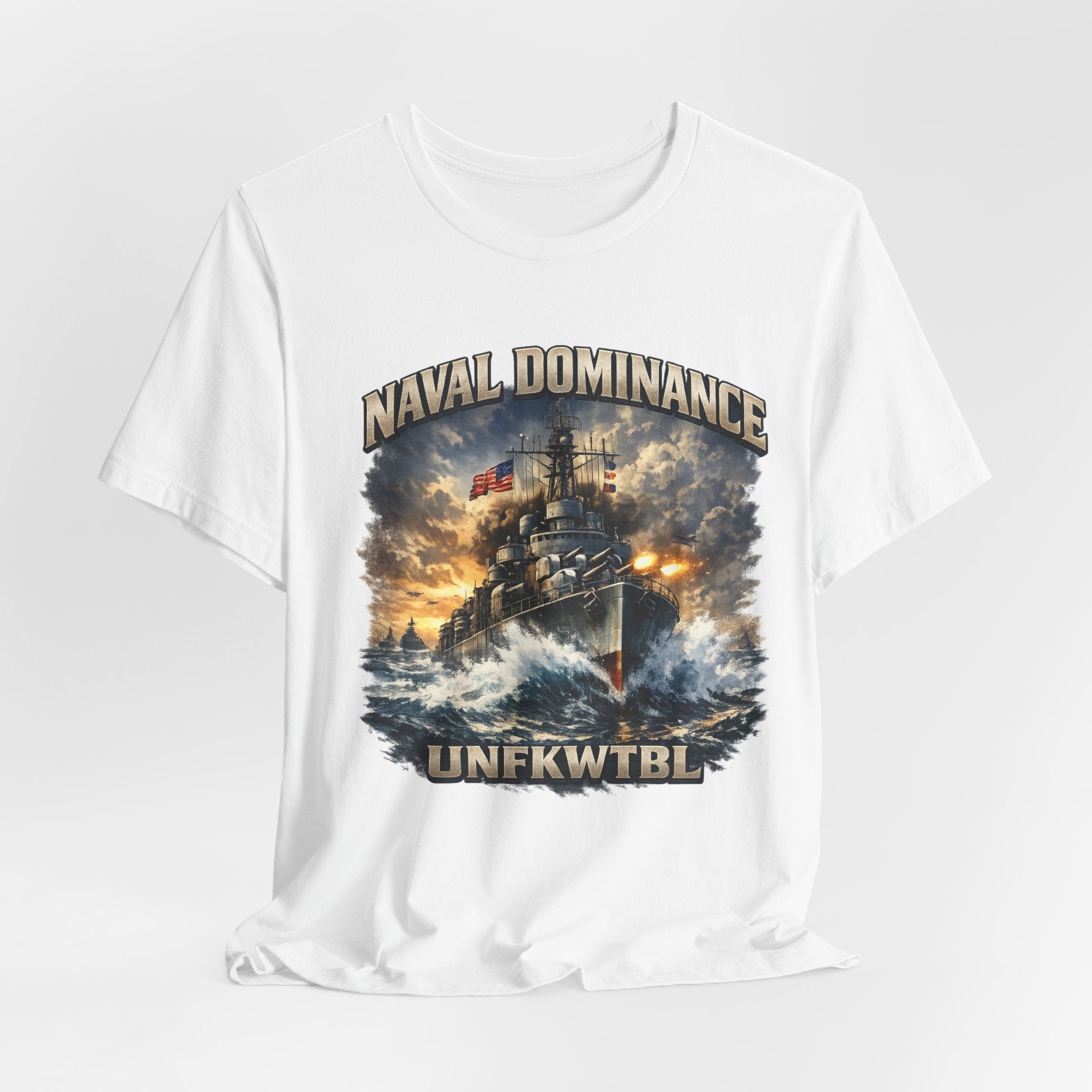 Naval Dominance Battleship Tee — 'UNFKWTBL' Military Navy Shirt