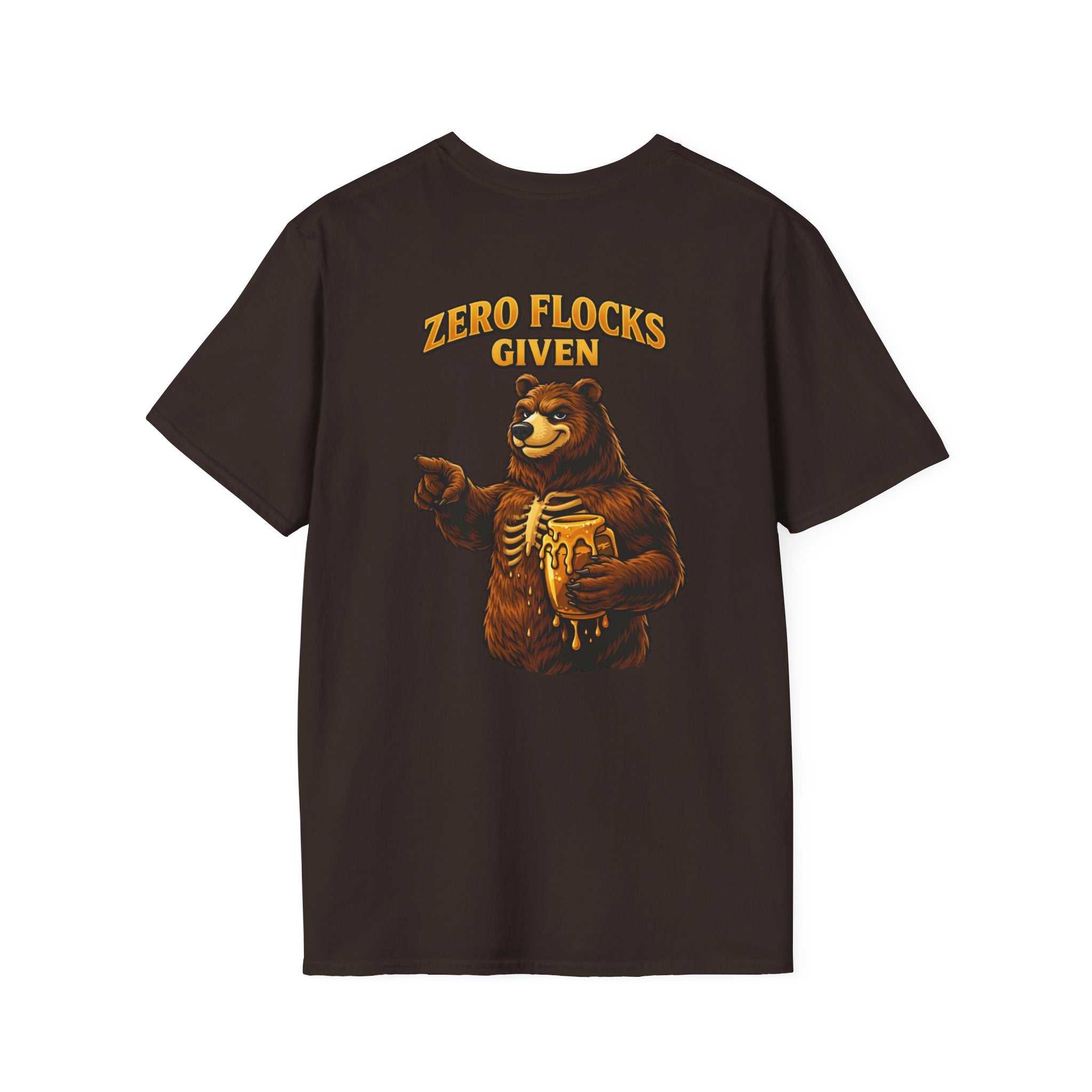 Zero Flocks Given Bear T-Shirt with bold animal graphic and outdoor adventure slogan