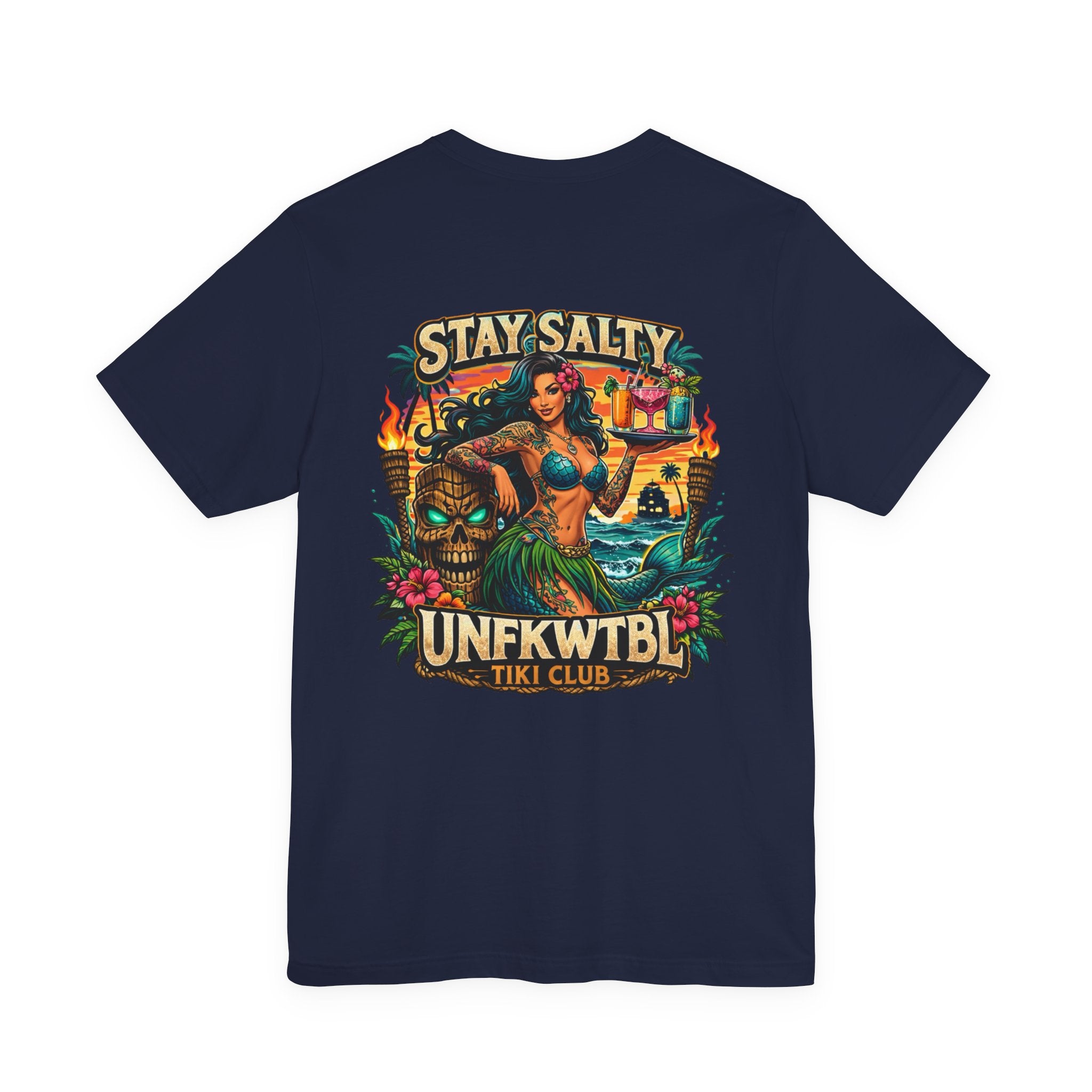 Stay Salty Tiki Club Tee — Vintage Hawaiian Pin-Up Surf Shirt