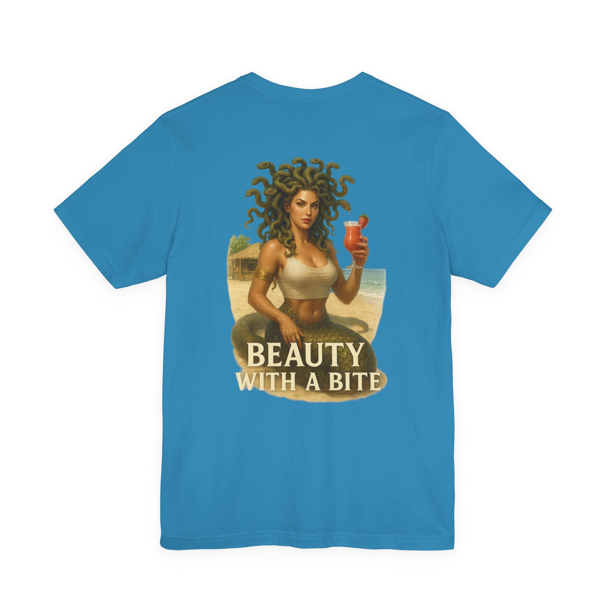 Medusa Beach Tee — "Beauty With a Bite" Graphic T-Shirt