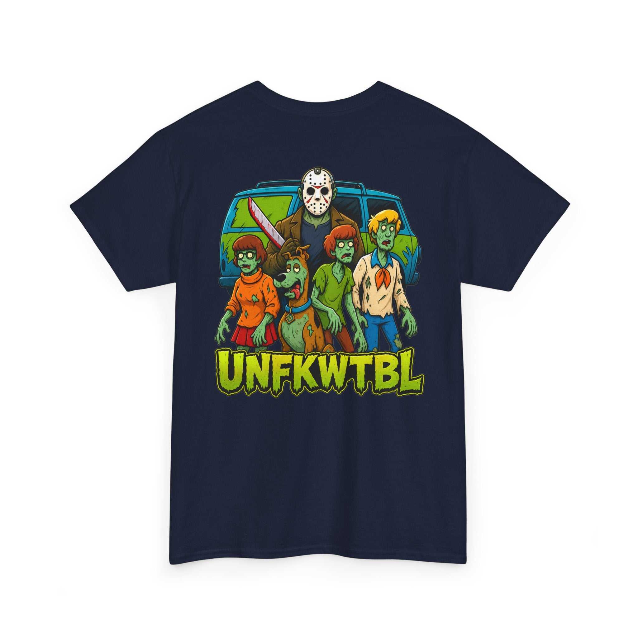 T-Shirt with Jason Voorhees Hanging with Mystery Crew Design