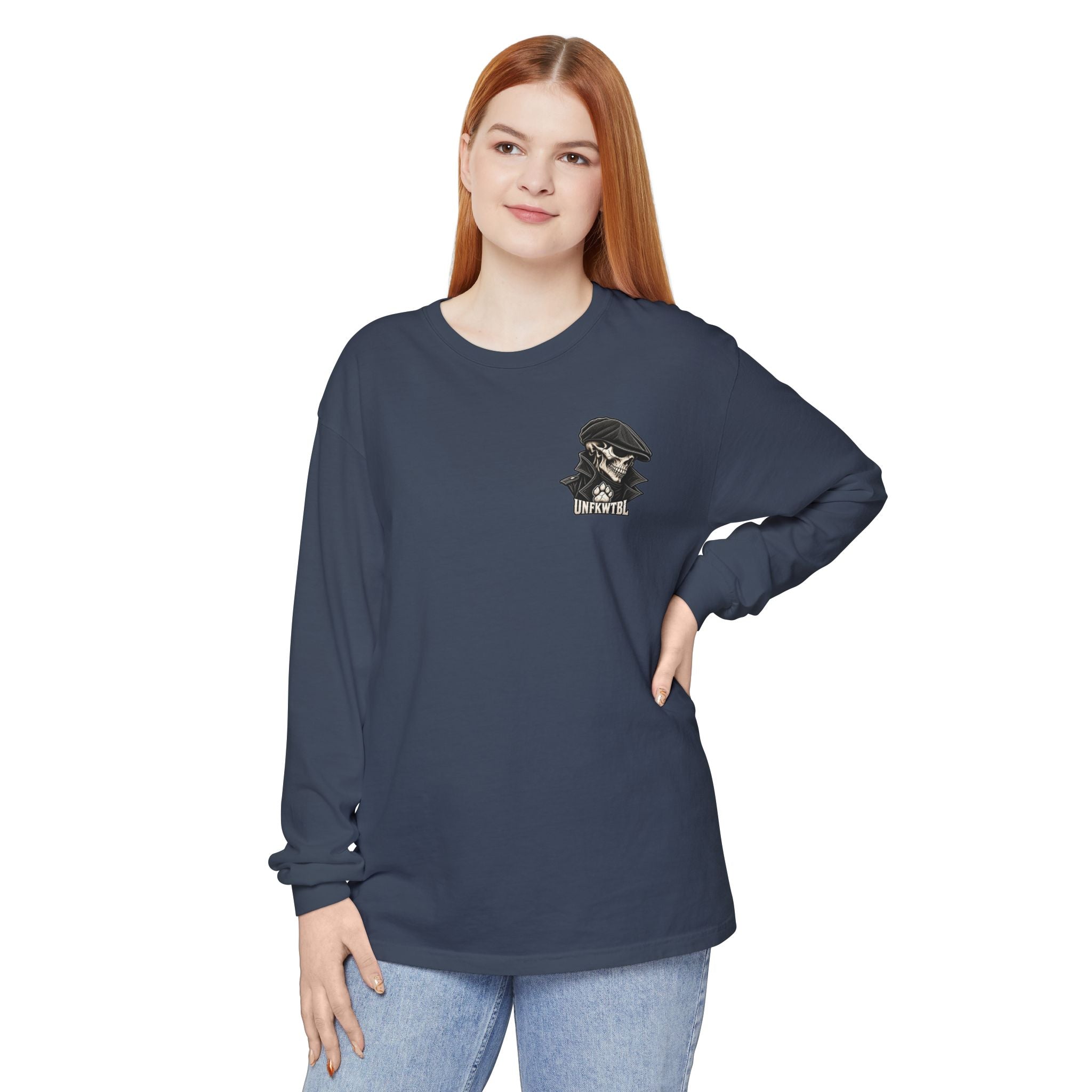 Calm Men Raven Skull Long Sleeve Tee