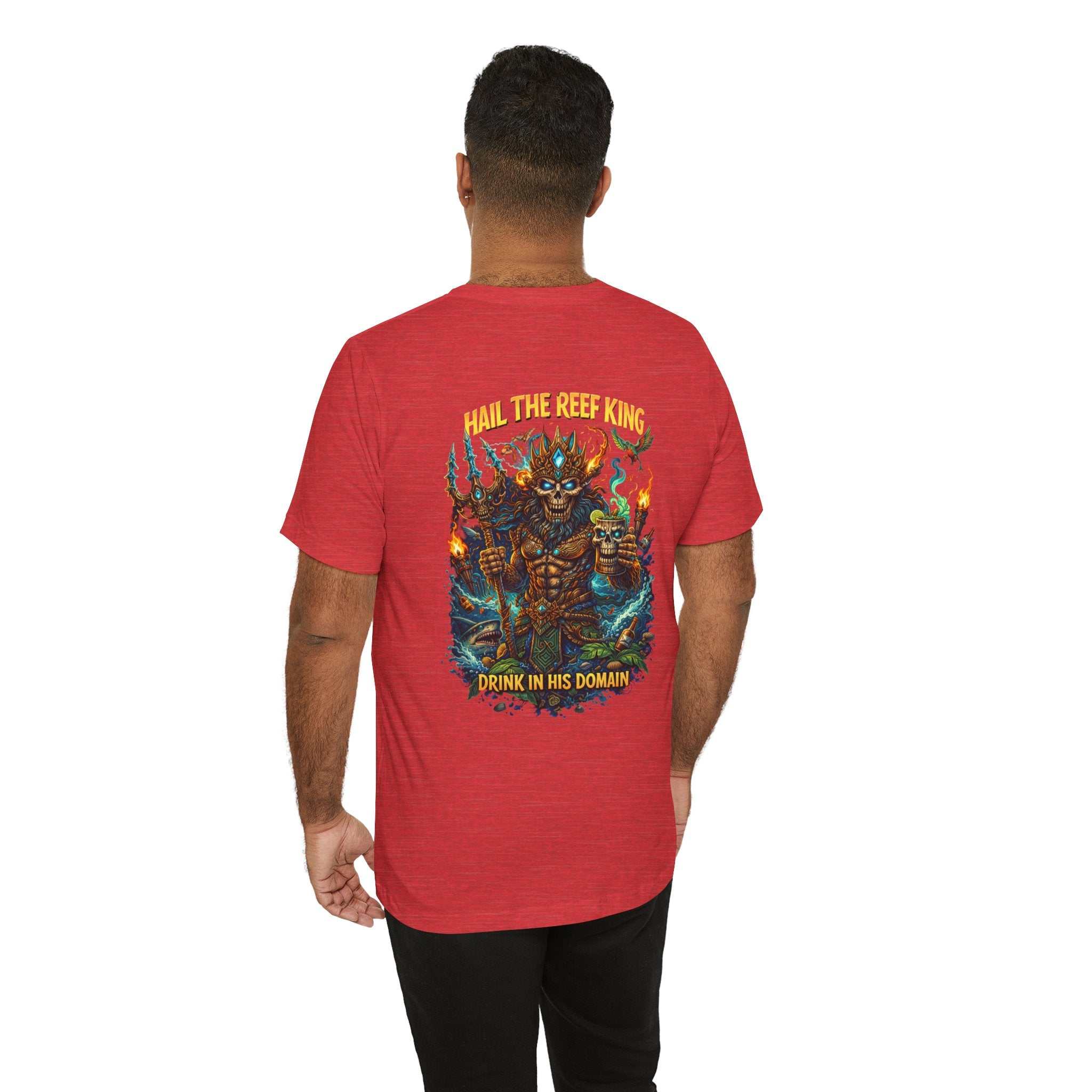 Hail the Reef King T-shirt featuring mythic sea king and coral reef graphic design