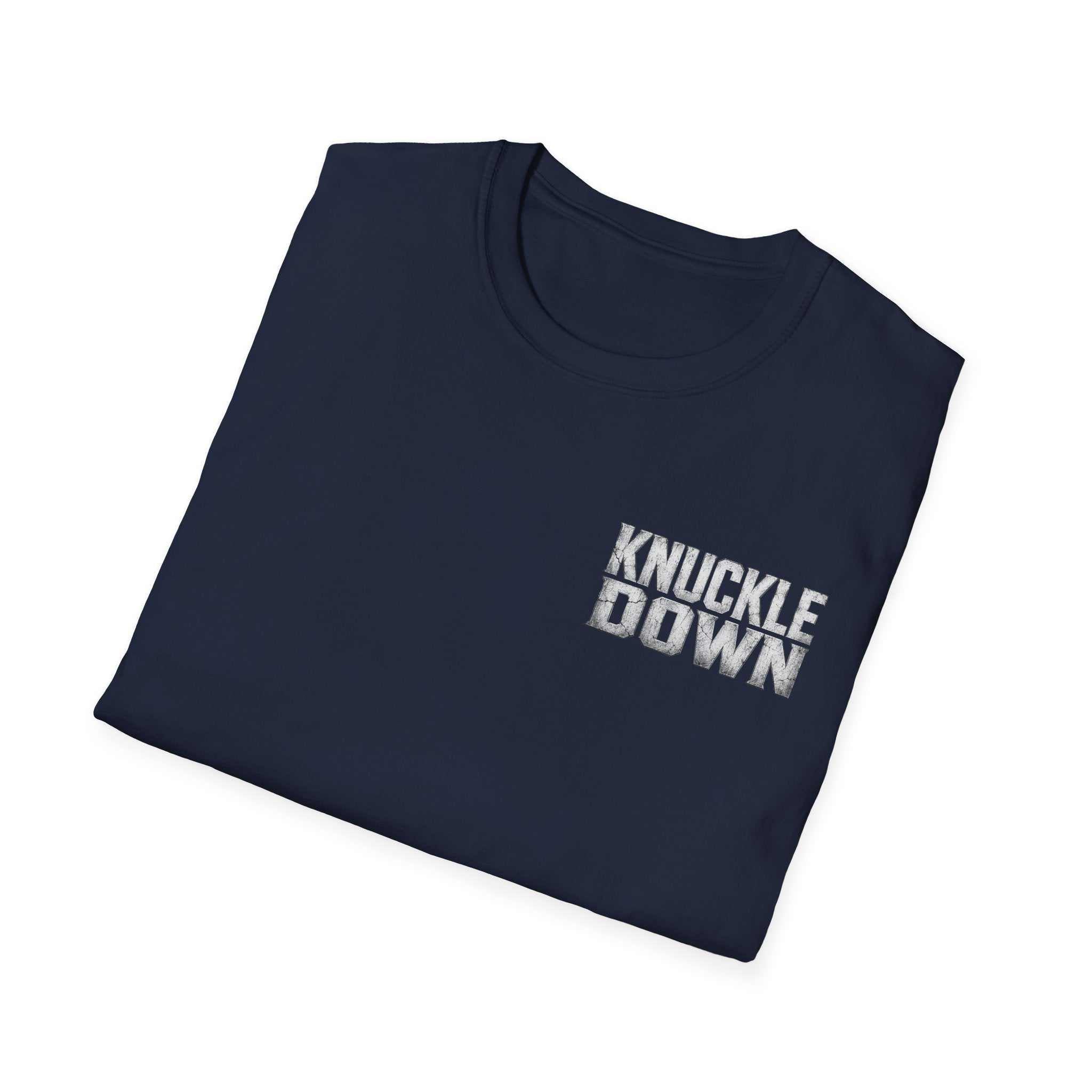 Knuckle Down Tee — Retro Block Letter Graphic T-Shirt