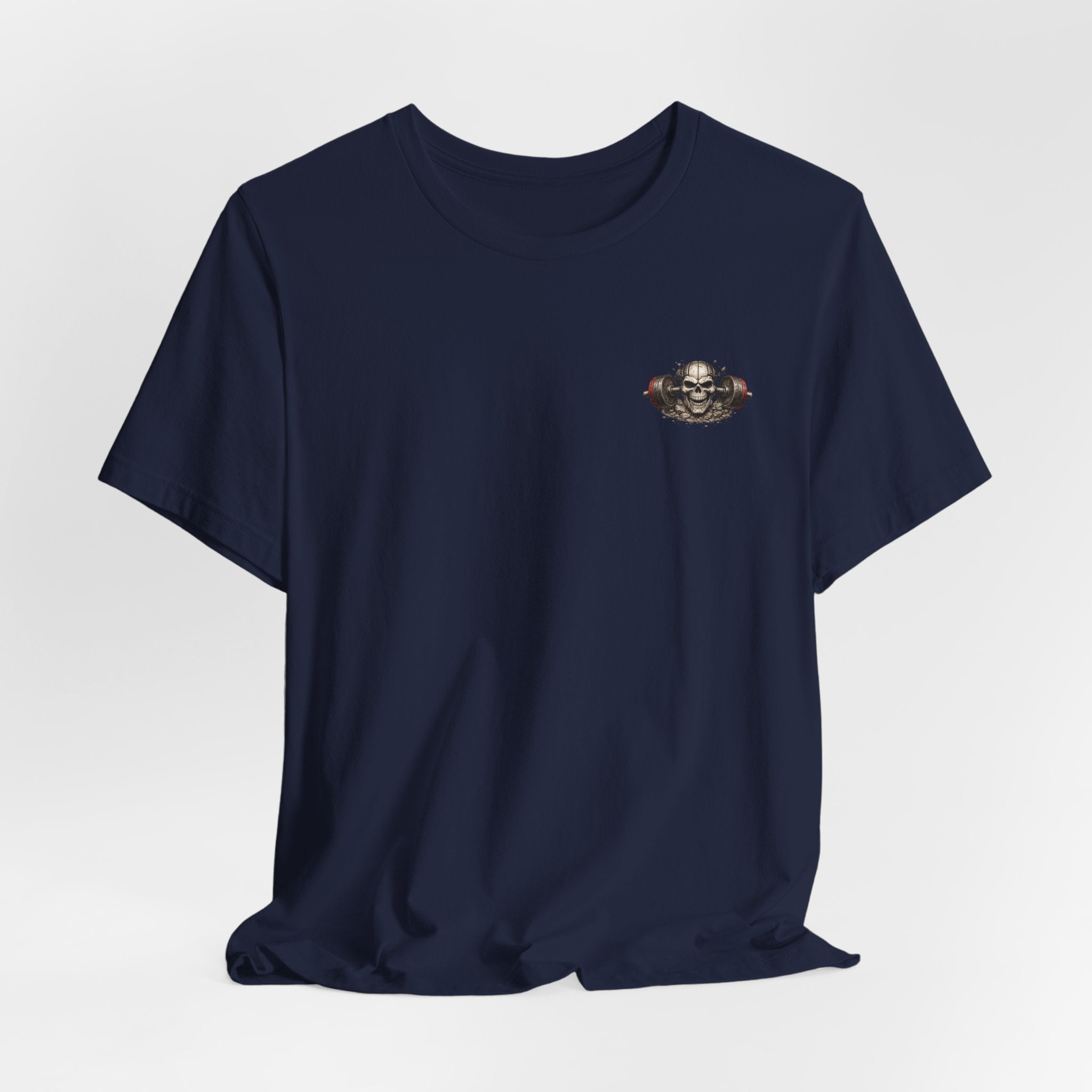 Be Unfkwtbl Tee — Skeletal Strongman Pulling Bus Graphic T‑Shirt