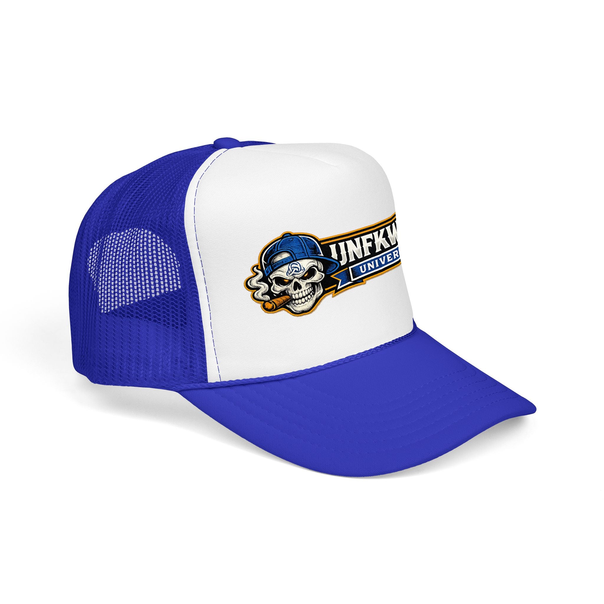 Trucker Hat — Skull Logo "UNFKWTBL University" Foam Mesh Cap