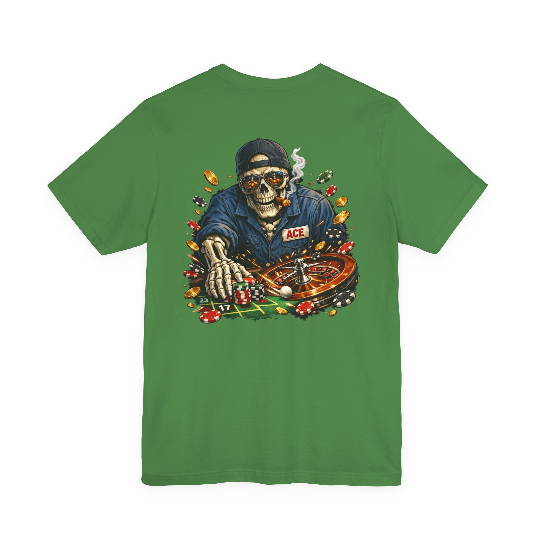 Roulette Skull Tee — Casino Skeleton Graphic T-Shirt