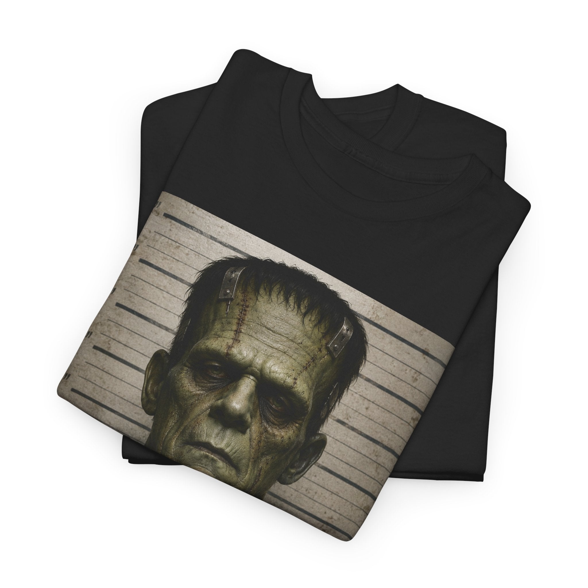 Frankenstein Mugshot Tee — Vintage Monster Mugshot Graphic T-Shirt