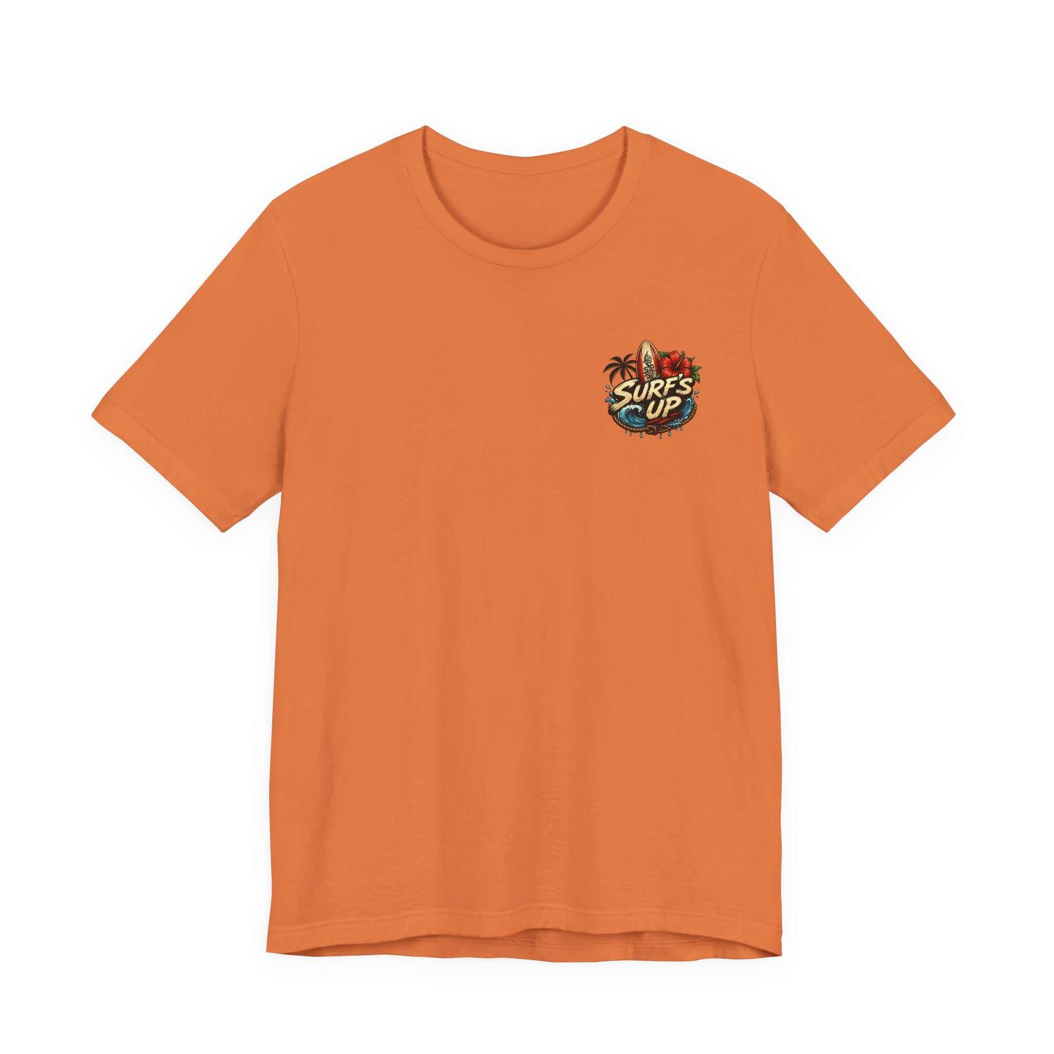 Hawaiian Surfboard T‑Shirt with vibrant surfboard, hula girl, and tropical blooms graphic on breathable cotton tee