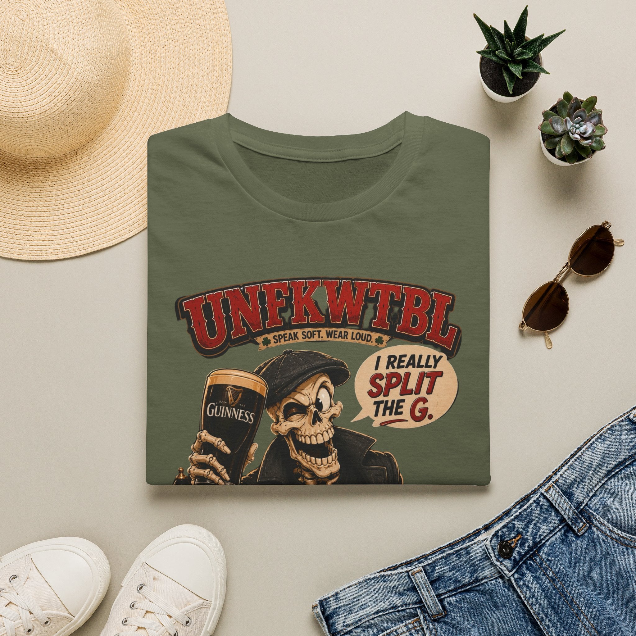 Skull & Pint Graphic Tee — “I Really Split The G” Guinness Beer Shirt
