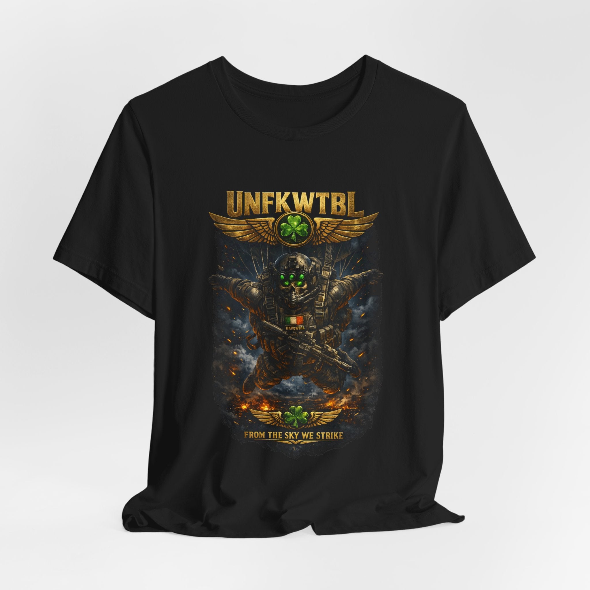 Military Mech Combat T‑Shirt — 'UNFKWTBL' Sci‑Fi Armor Design