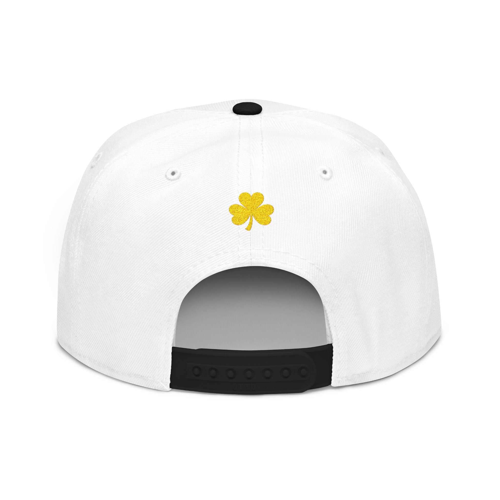 Embroidered Clover Snapback Hat — Lucky Shamrock Patch with American Flag