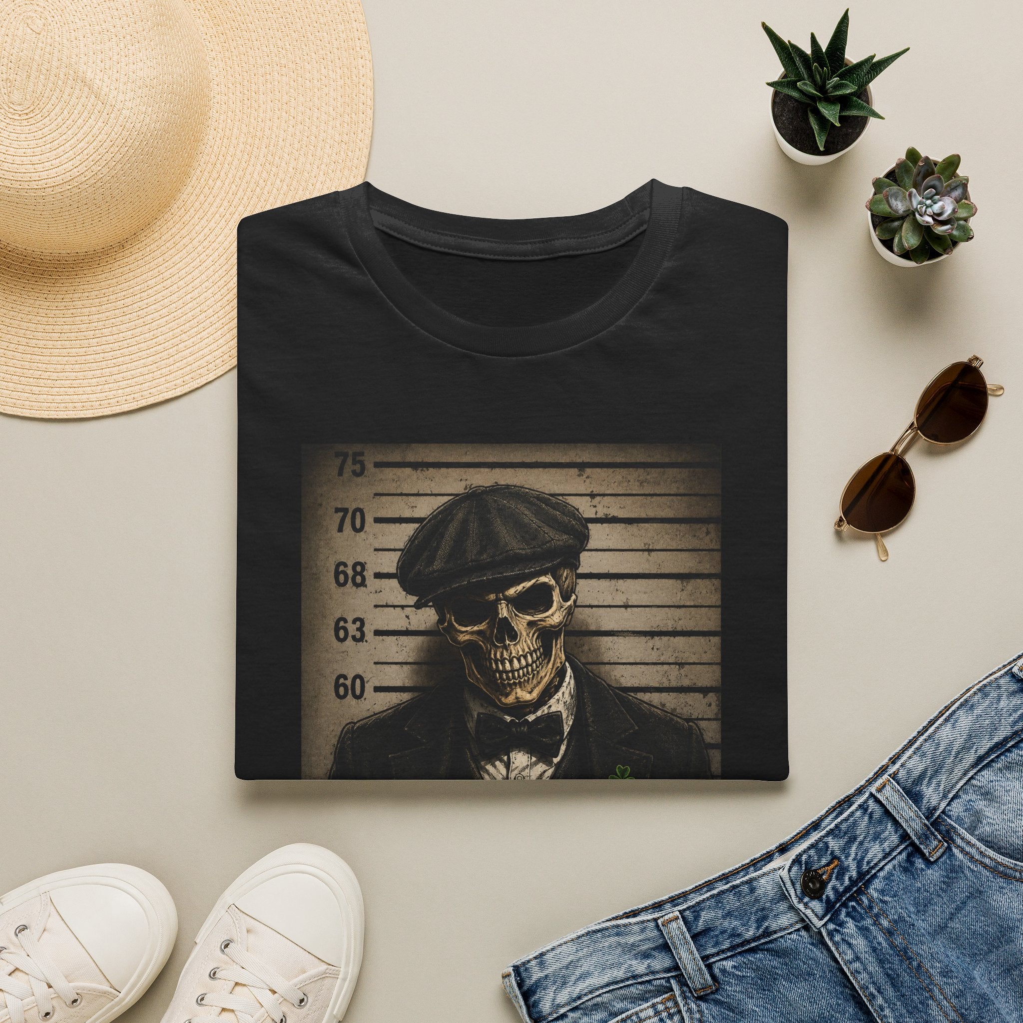 Skull Mugshot T-Shirt — Vintage Peaky Blinders Skeleton Graphic Tee