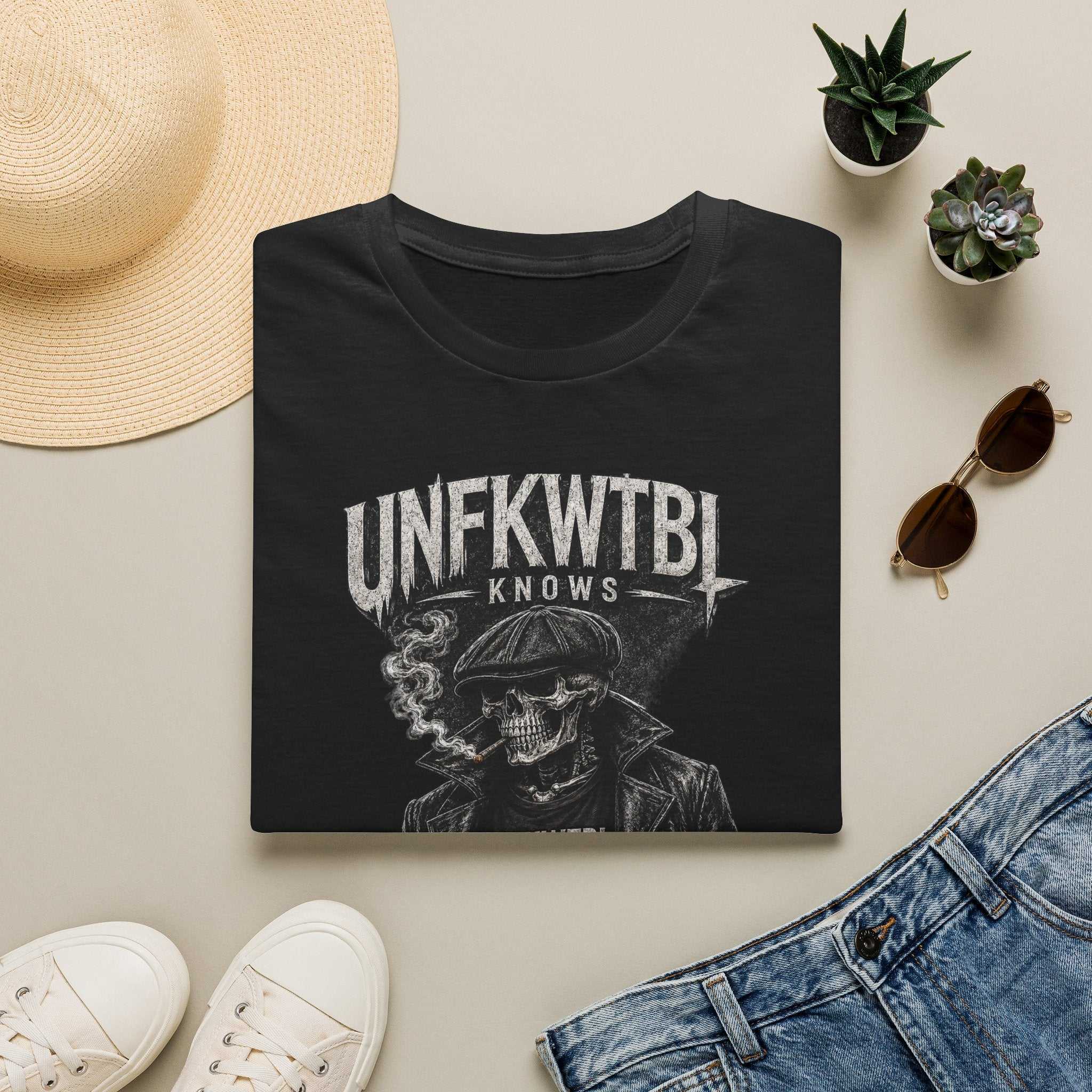 Skull Biker 'UNFKWTBL Knows' Graphic T-Shirt