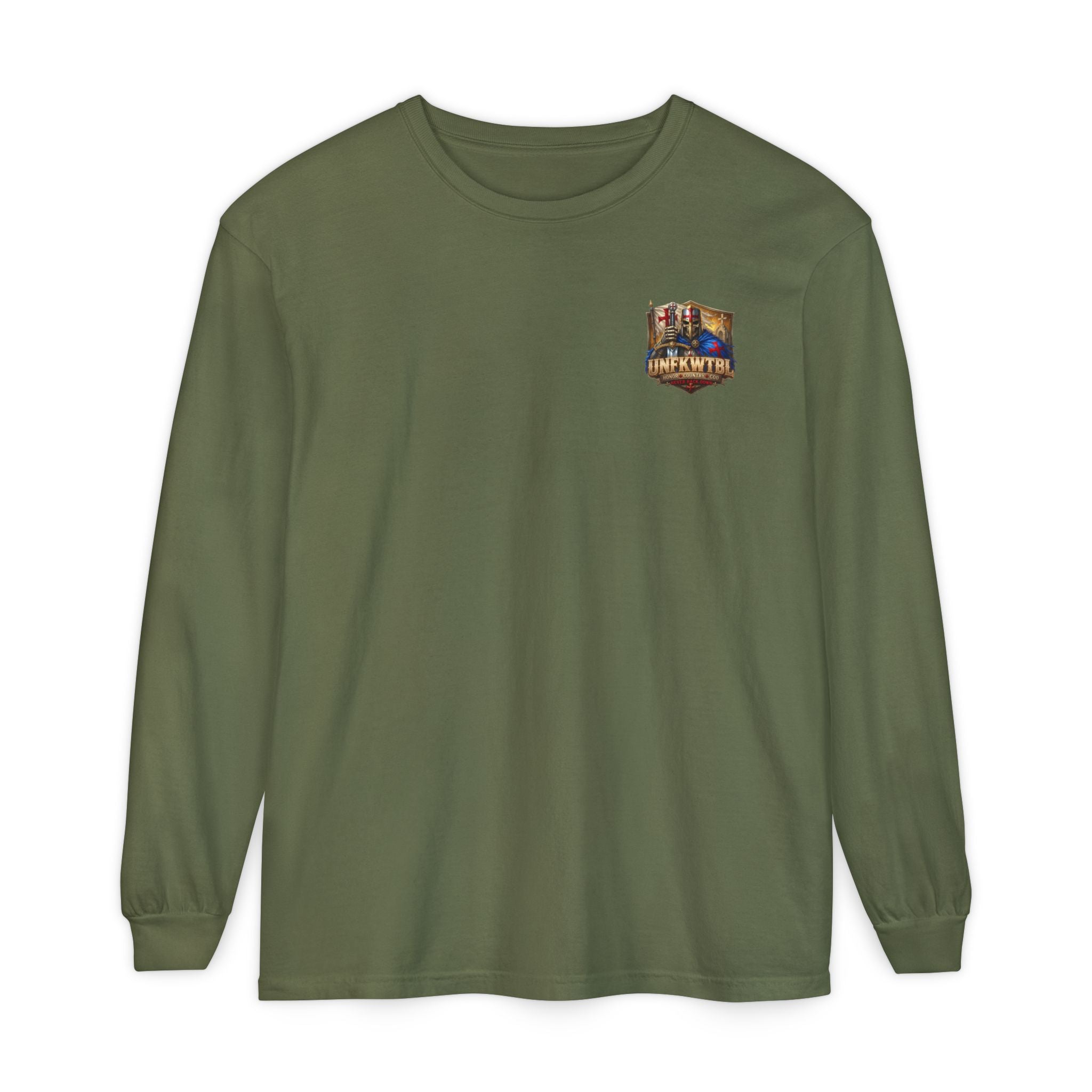 Crusader Knight Long Sleeve T-Shirt — 'UNFKWTBL' Vintage Medieval Graphic