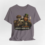 Loyalty Over Luck St. Patrick’s Tee — Vintage Leprechaun & Skeleton Pub Graphic T‑Shirt