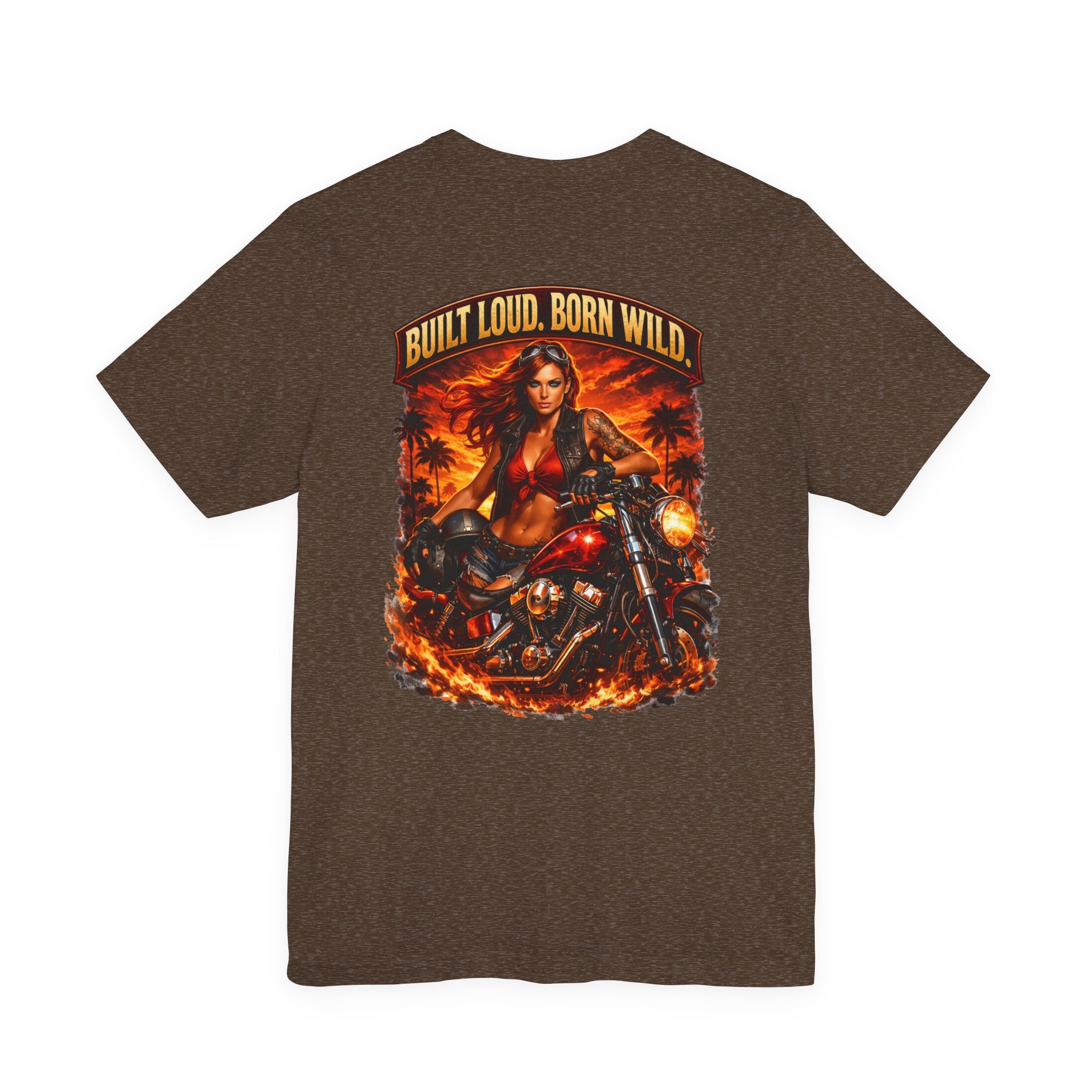 Biker Tee — "Built Loud. Born Wild." Motorcycle Girl Graphic T-Shirt