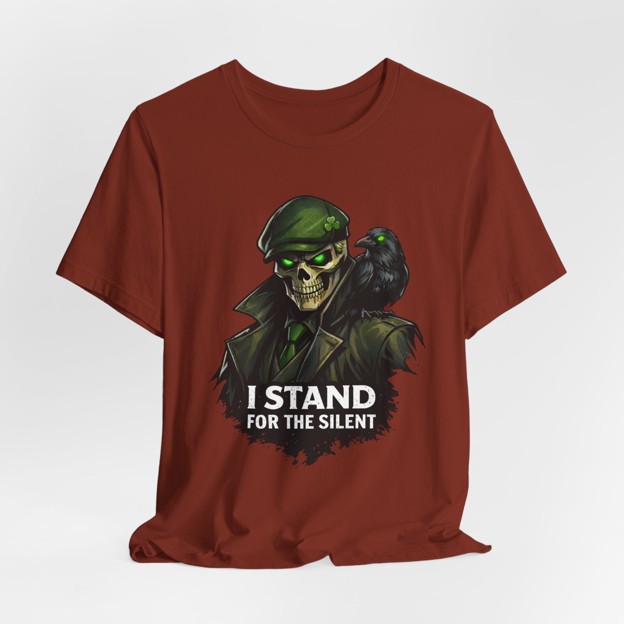 I Stand for the Silent Tee — Soldier Skull with Raven Graphic