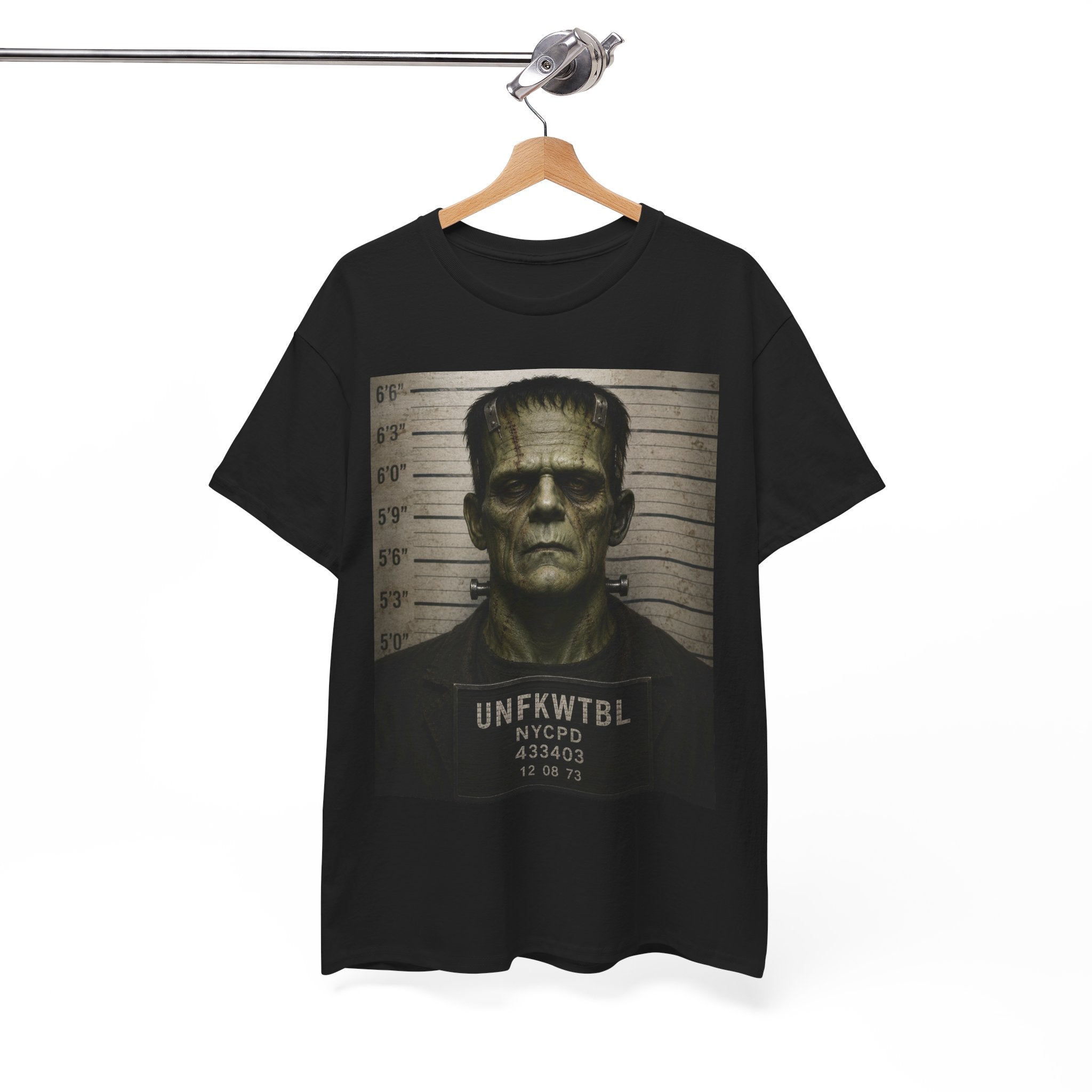 Frankenstein Mugshot Tee — Vintage Monster Mugshot Graphic T-Shirt
