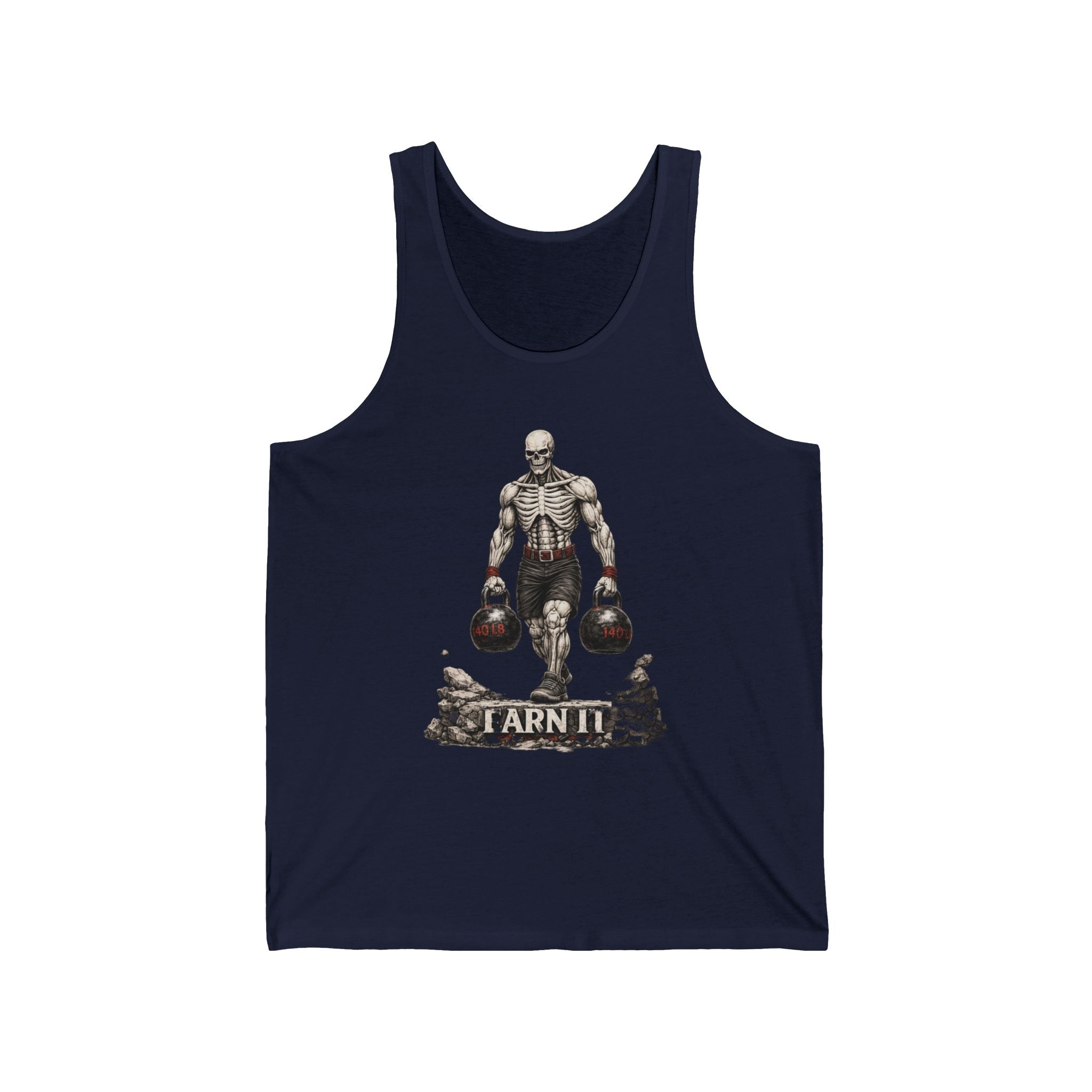Tank Top — "Earn It" Kettlebell Skeleton Gym Tank
