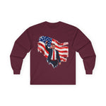 Patriotic Flag Long Sleeve Tee — American Flag Silhouette Design