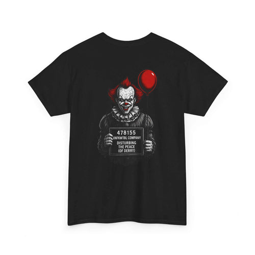 Pennywise criminal photo graphic on unisex heavy cotton T-shirt with classic fit