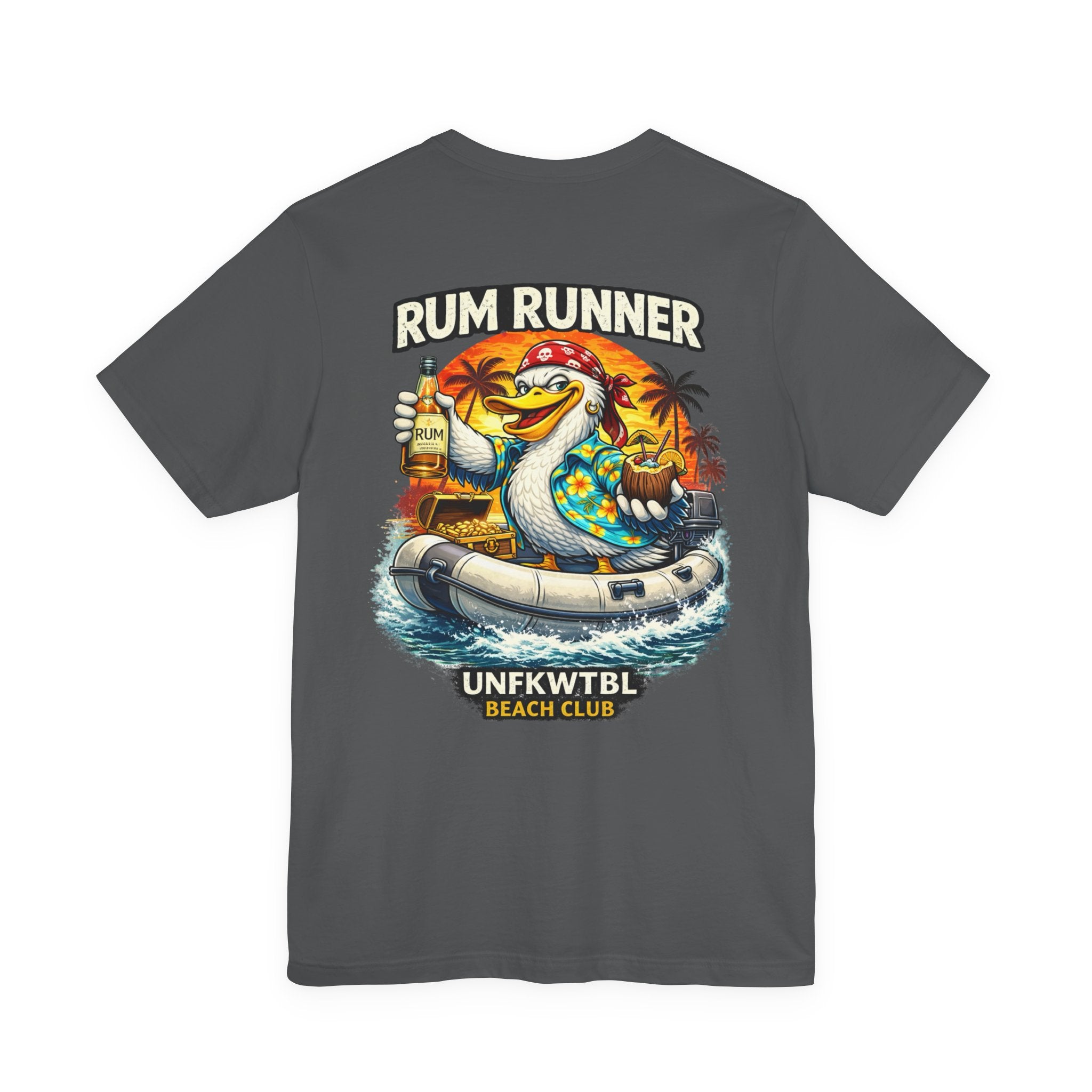 Rum Runner Beach Club T-Shirt - Tropical Duck Boat Graphic Tee