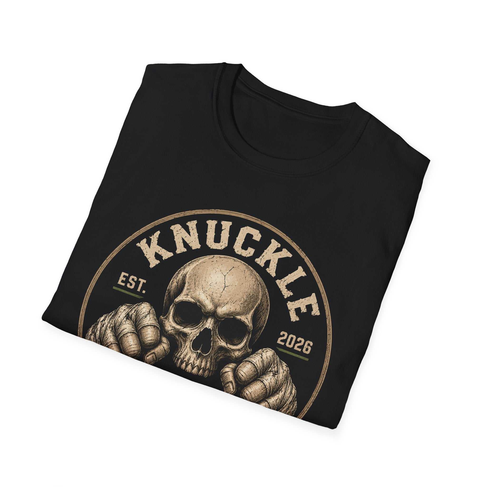 Knuckle Down Skull T-Shirt — Vintage Fighting Fist Design