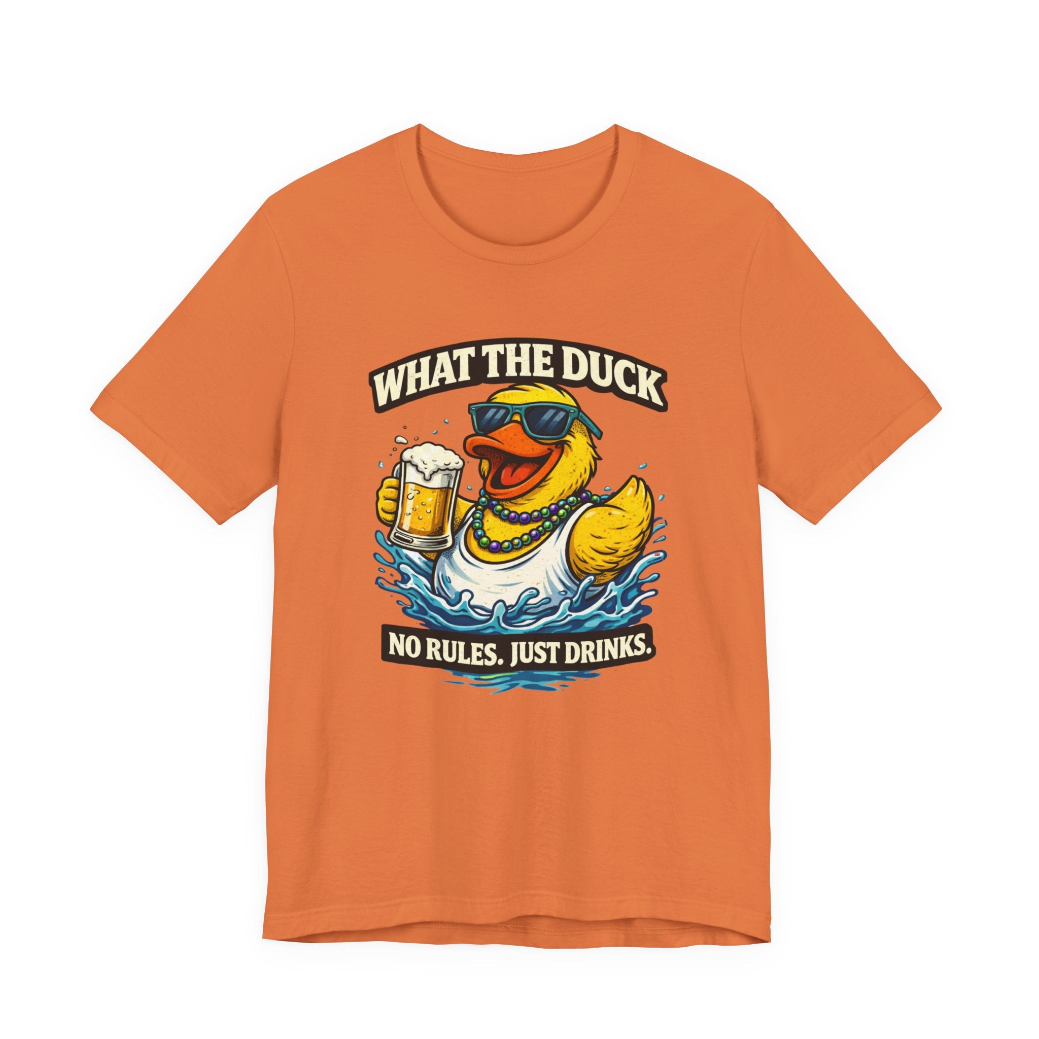 What The Duck Tee — 'No Rules, Just Drinks' Funny Beer Duck T-Shirt