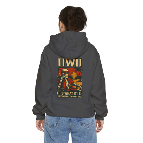 Unisex garment-dyed hoodie with skeleton graphic and relaxed fit