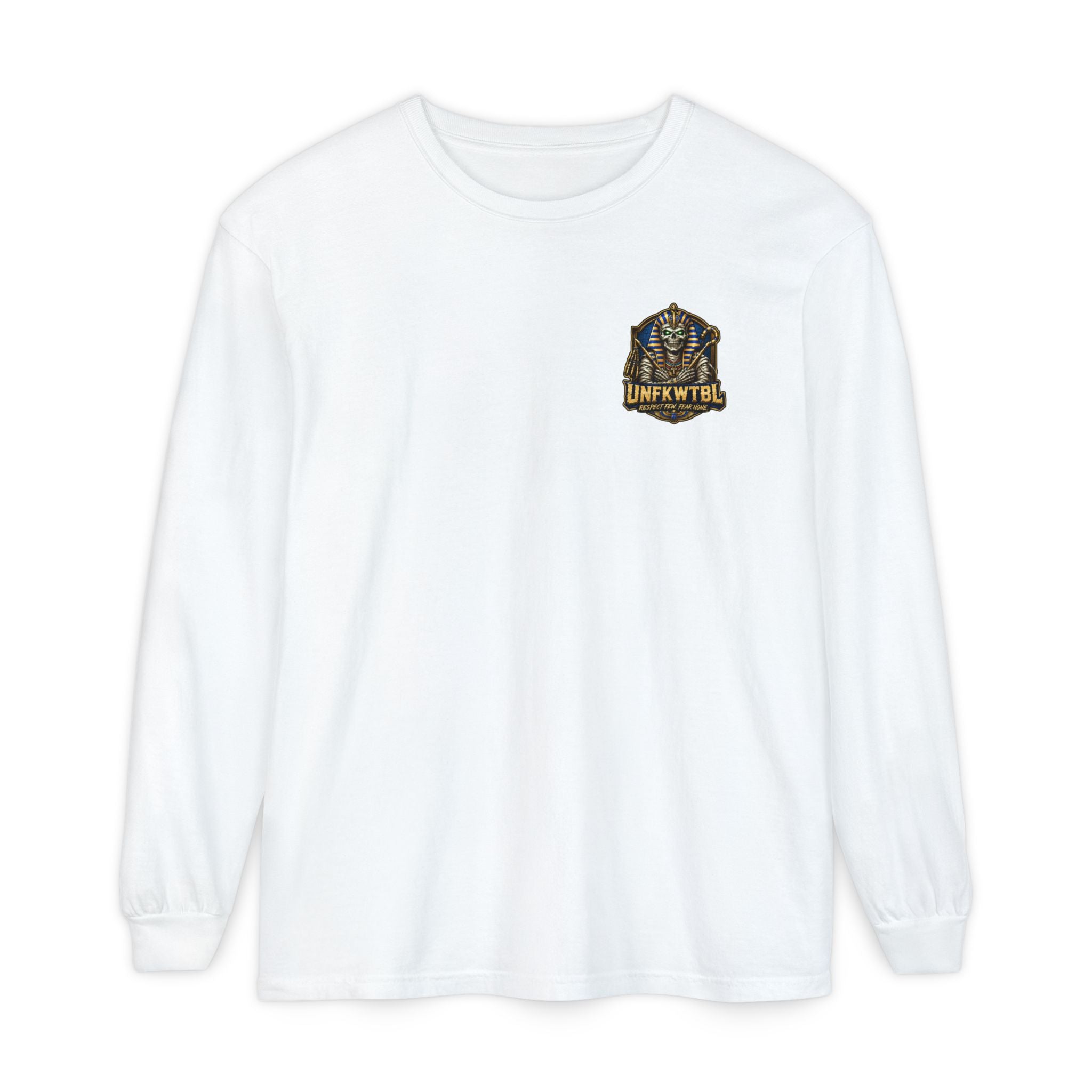 Unfkwtbl Pharaoh Long Sleeve Tee — Vintage Egyptian Mummy Graphic