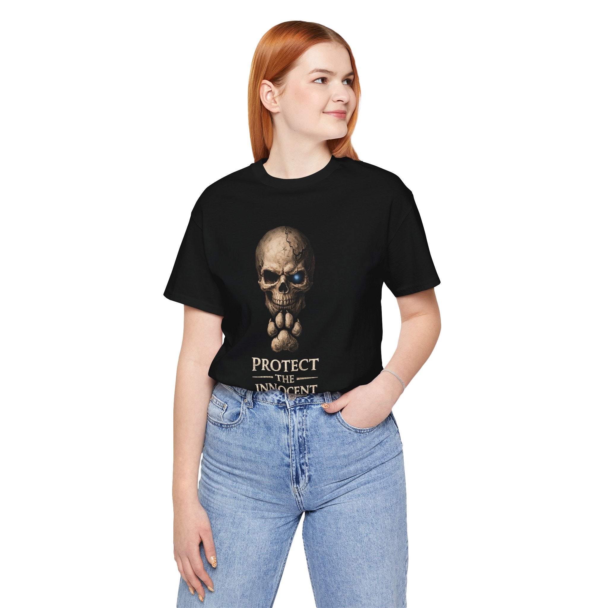 Protect the Innocent Skull Tee — "Harm Them... Answer For It." Statement T-Shirt