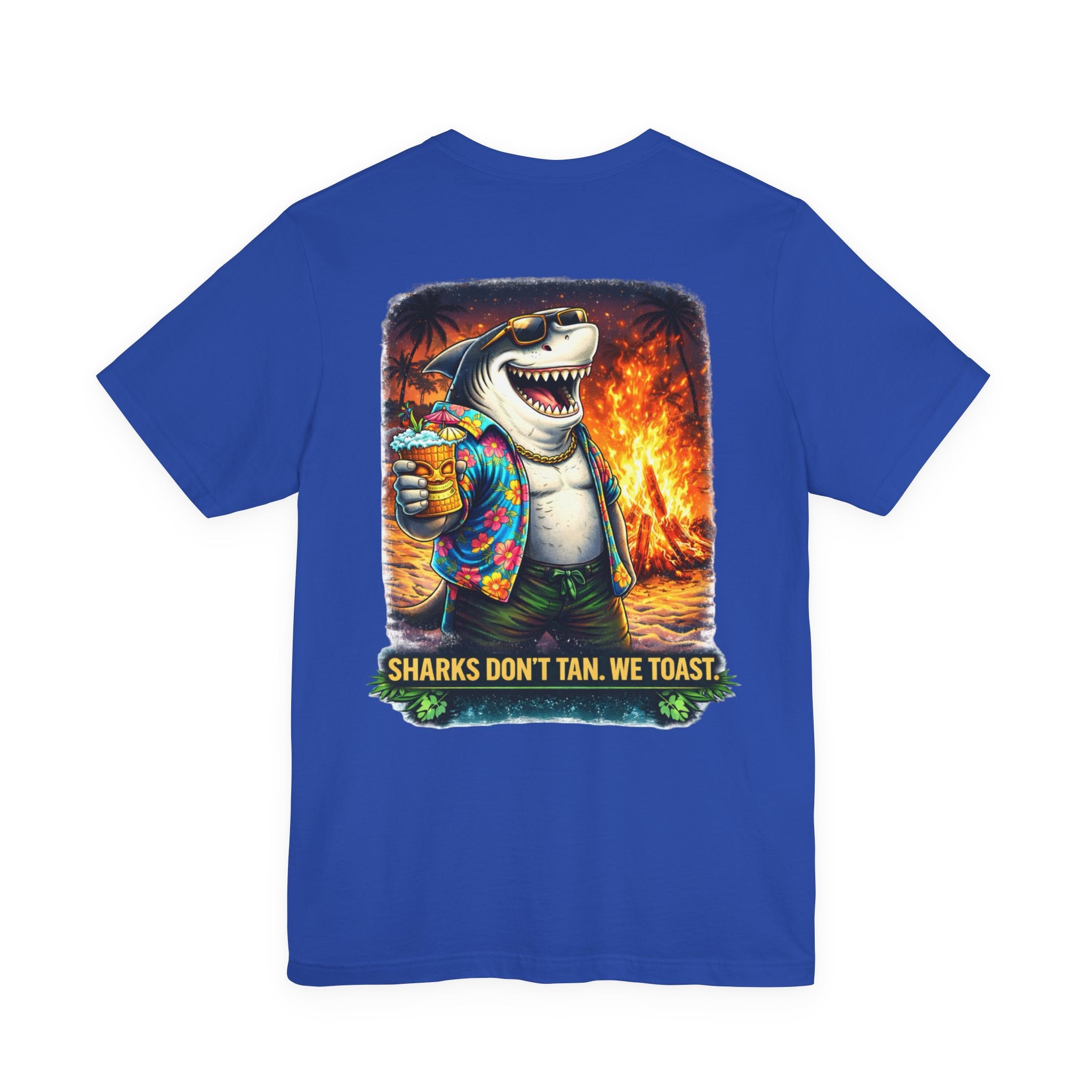 Shark Bonfire Tee — "Sharks Don’t Tan, We Toast" Graphic T-Shirt