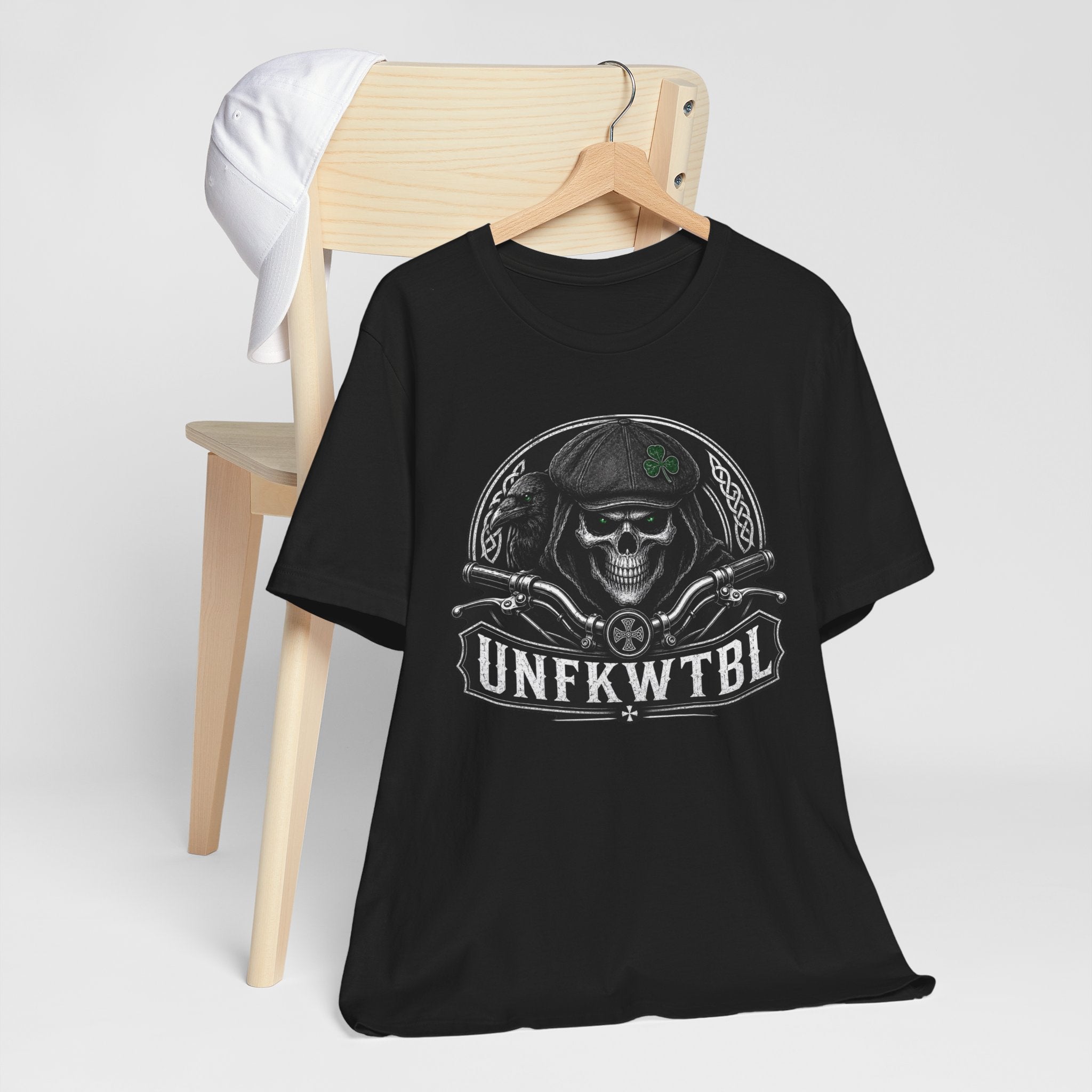 Skull Biker Tee — "UNFKWTBL" Vintage Motorcycle Graphic T-Shirt
