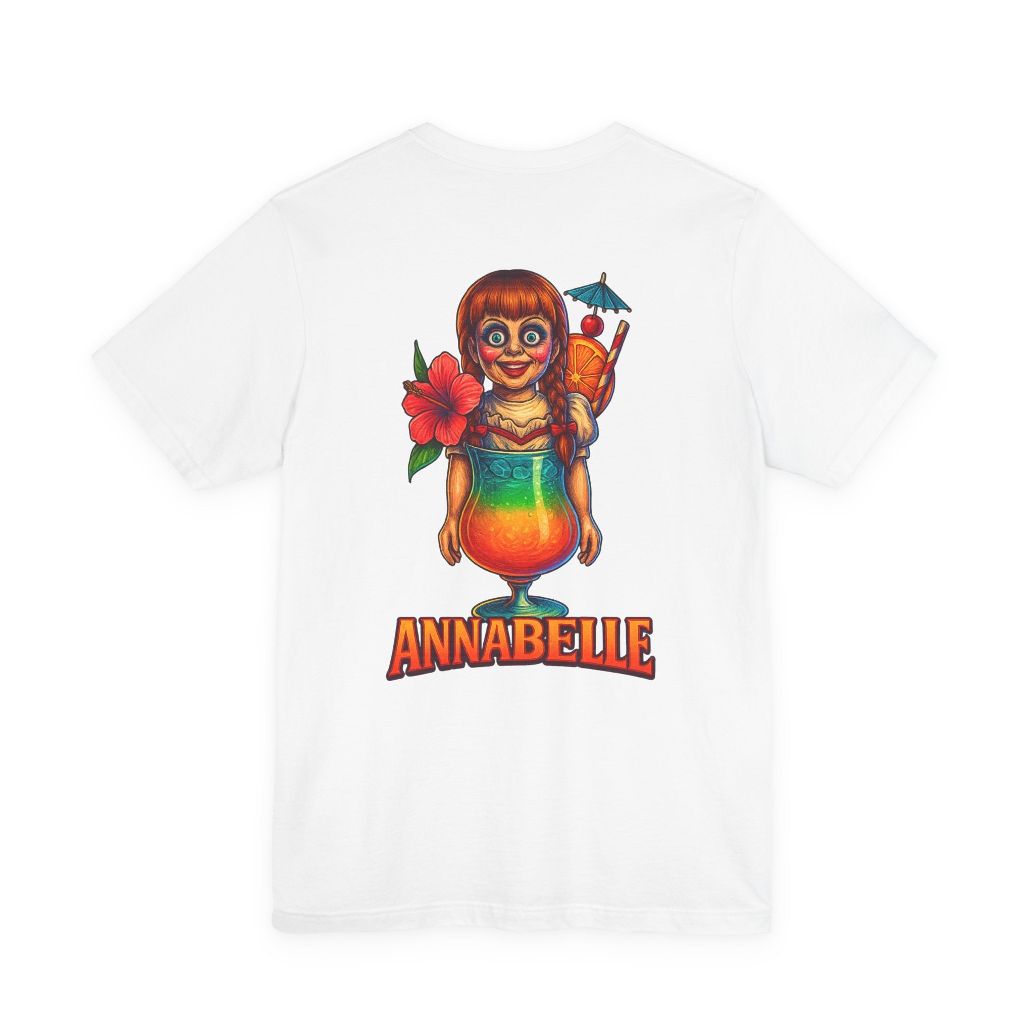 Annabelle Tropical Doll Graphic Tee - Retro Cocktail Girl T-Shirt