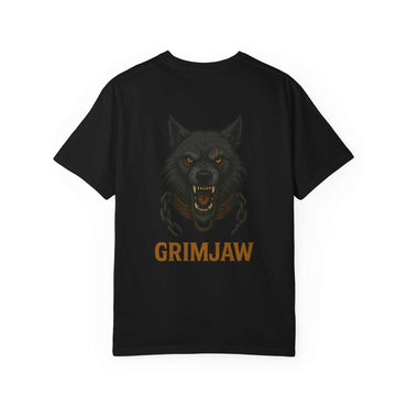Grimjaw Norse Timberwolf T-Shirt with bold Norse mythology design on garment-dyed cotton fabric