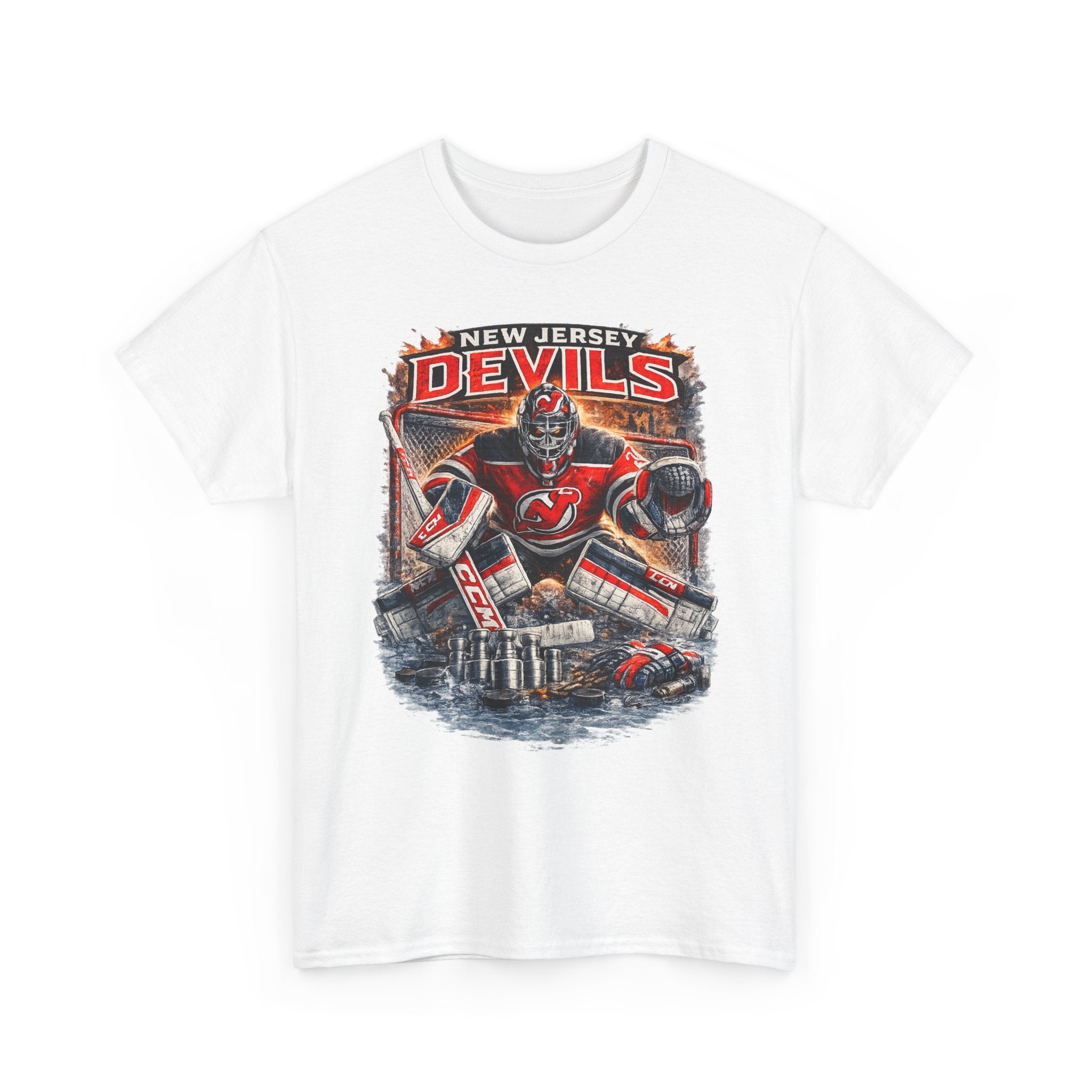 New Jersey Devils Hockey Goalie T-Shirt – Vintage Team Fan Tee - UNFKWTBL COMPANY INC