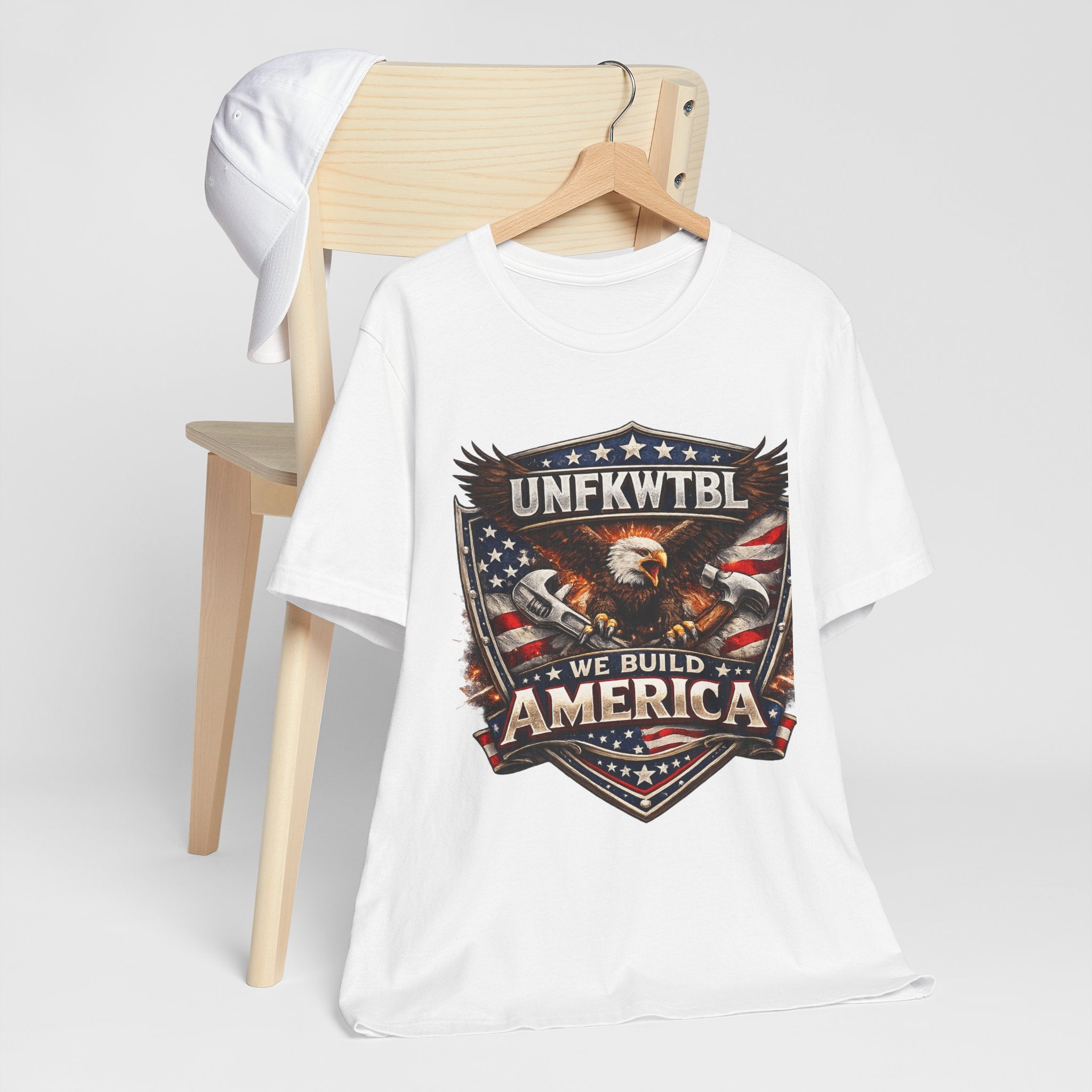 We Build America T-Shirt — Patriotic Eagle Flag Graphic Tee (UNFKWTBL)