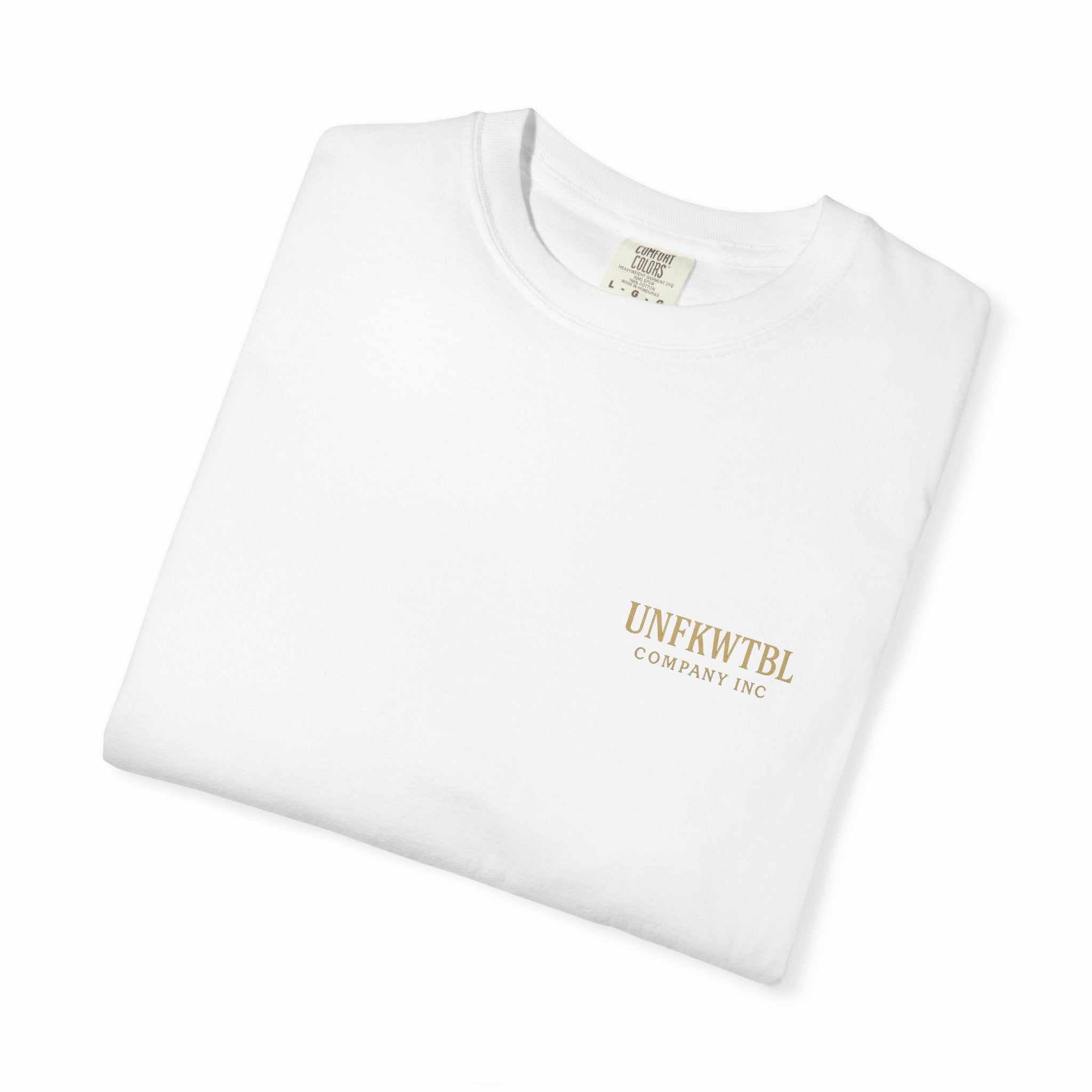 Garment-dyed T-shirt featuring Celtic fallen warrior battle design on soft US cotton fabric