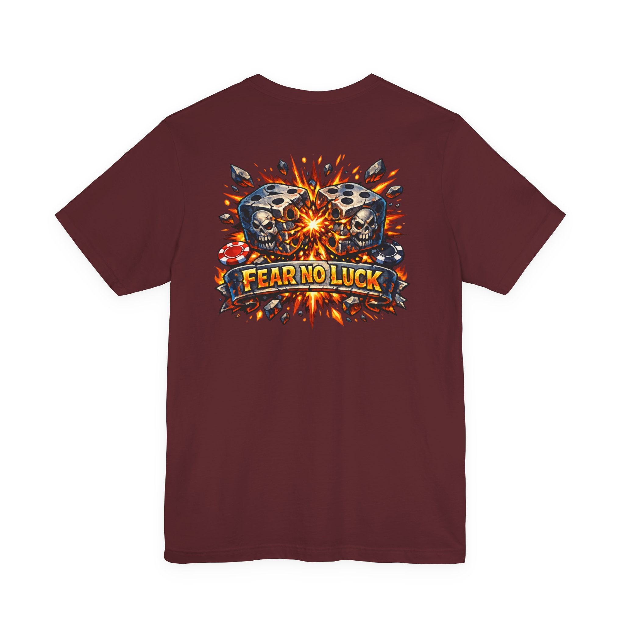 Fear No Luck Skull Graphic Tee — Bold Biker Poker T‑Shirt