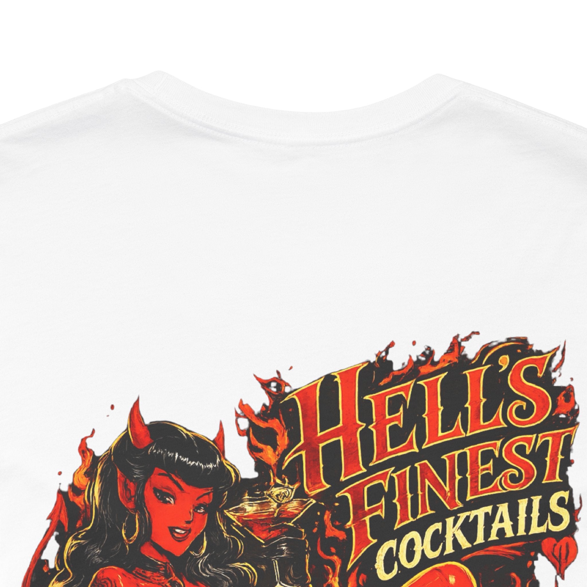 Graphic Tee — "Hell's Finest Cocktails" Pinup Devil Design
