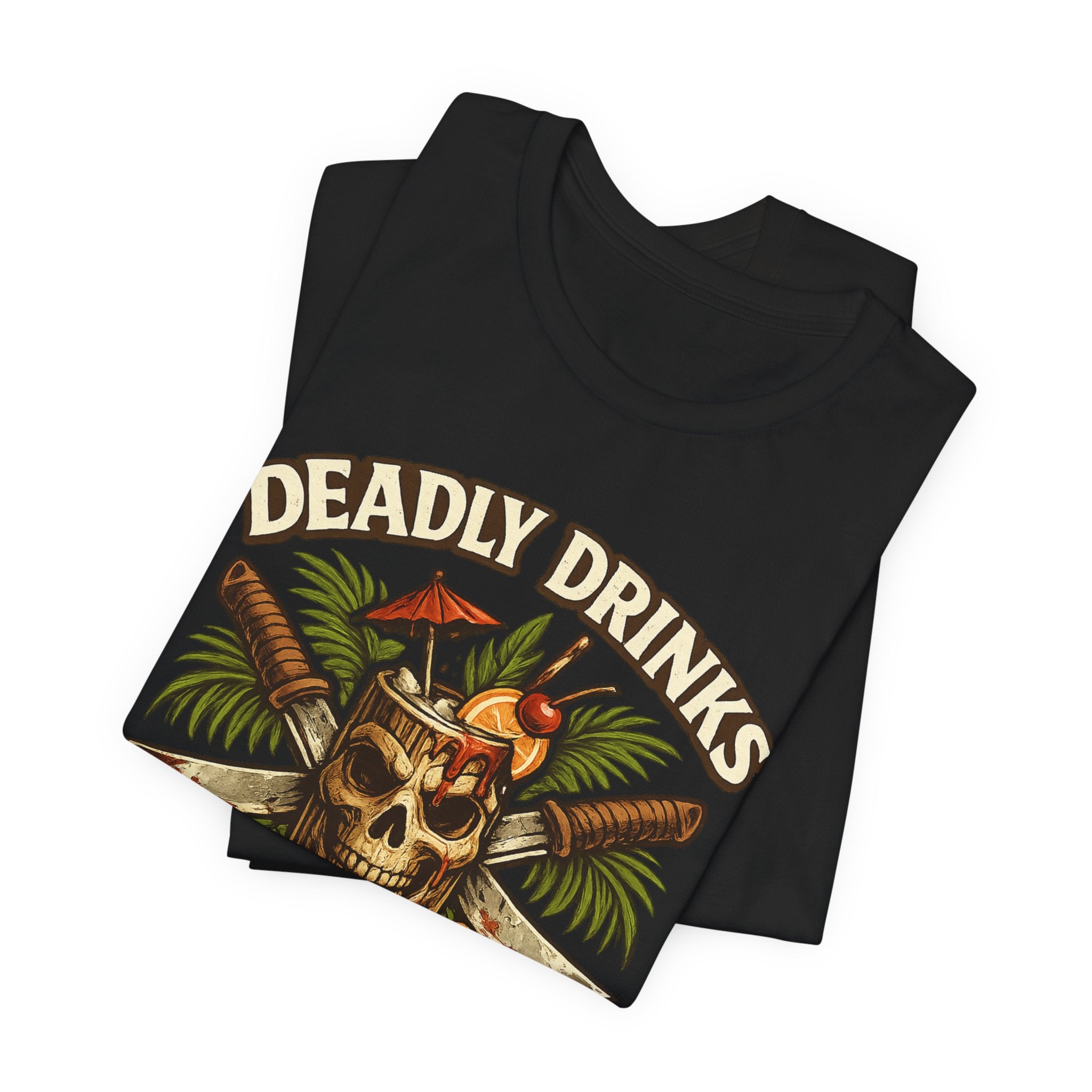 Tiki Bar Skull Tee — "Deadly Drinks" Tropical Cocktail Shirt