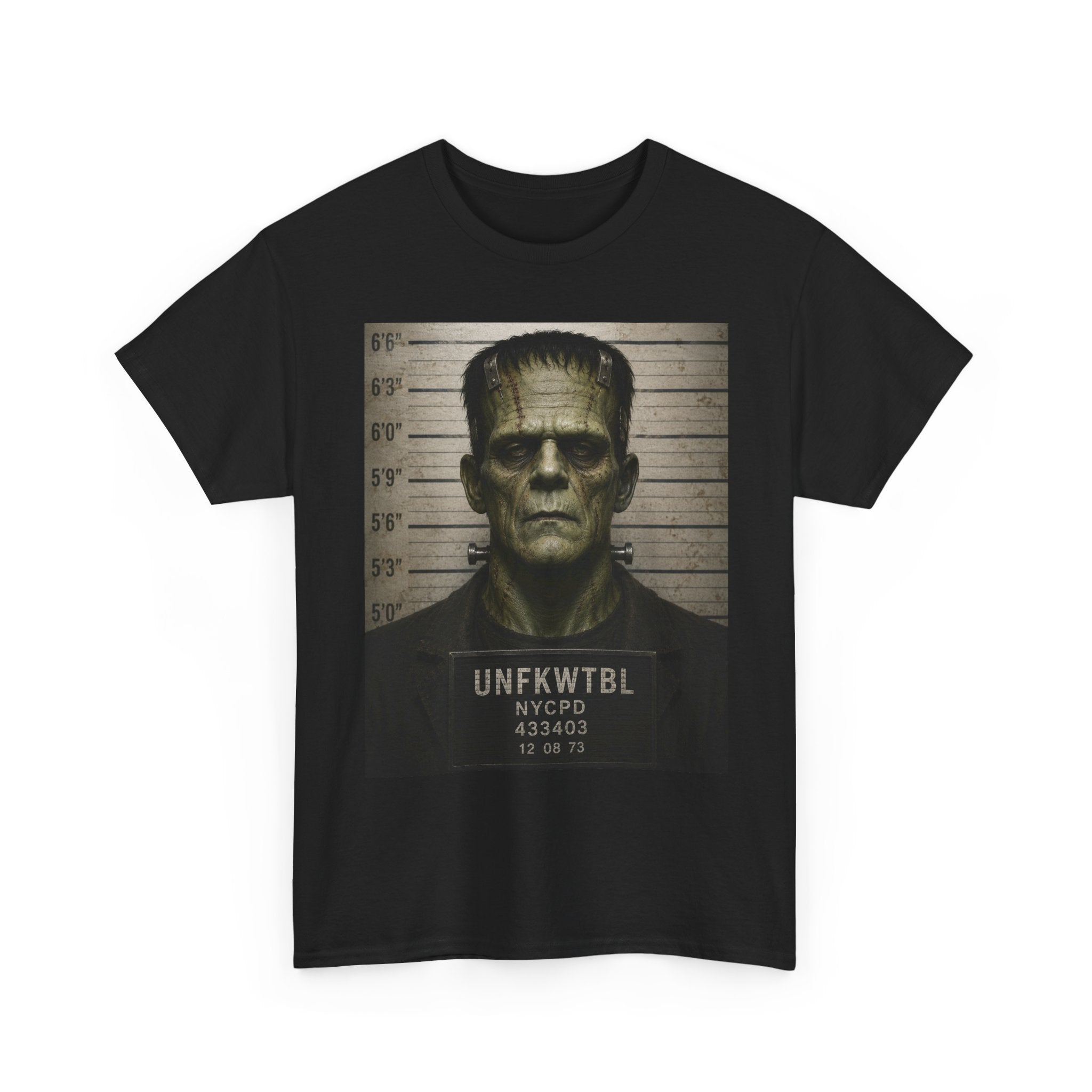 Frankenstein Mugshot Tee — Vintage Monster Mugshot Graphic T-Shirt